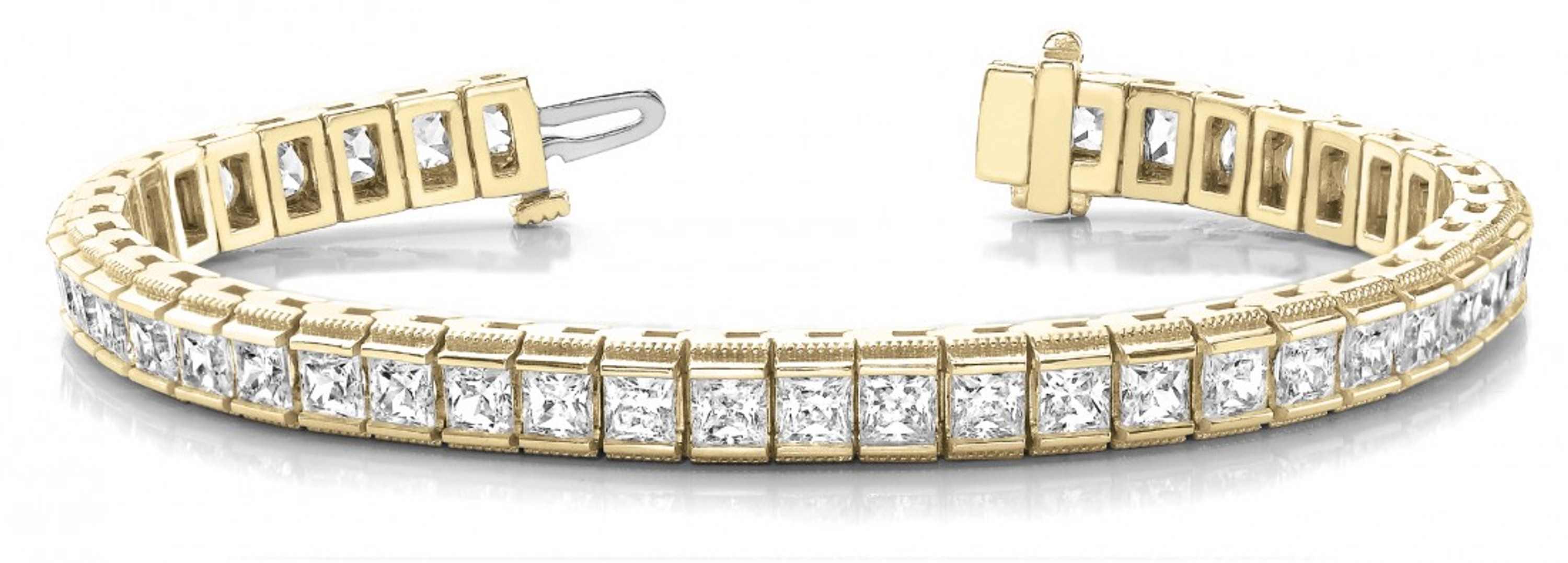 18K Yellow gold 20.0 Ctw Princess Cut Diamond Tennis Bracelet 41 Stones 18K Yellow gold 20.0 Ctw Princess Cut Diamond Tennis Bracelet 41 Stones