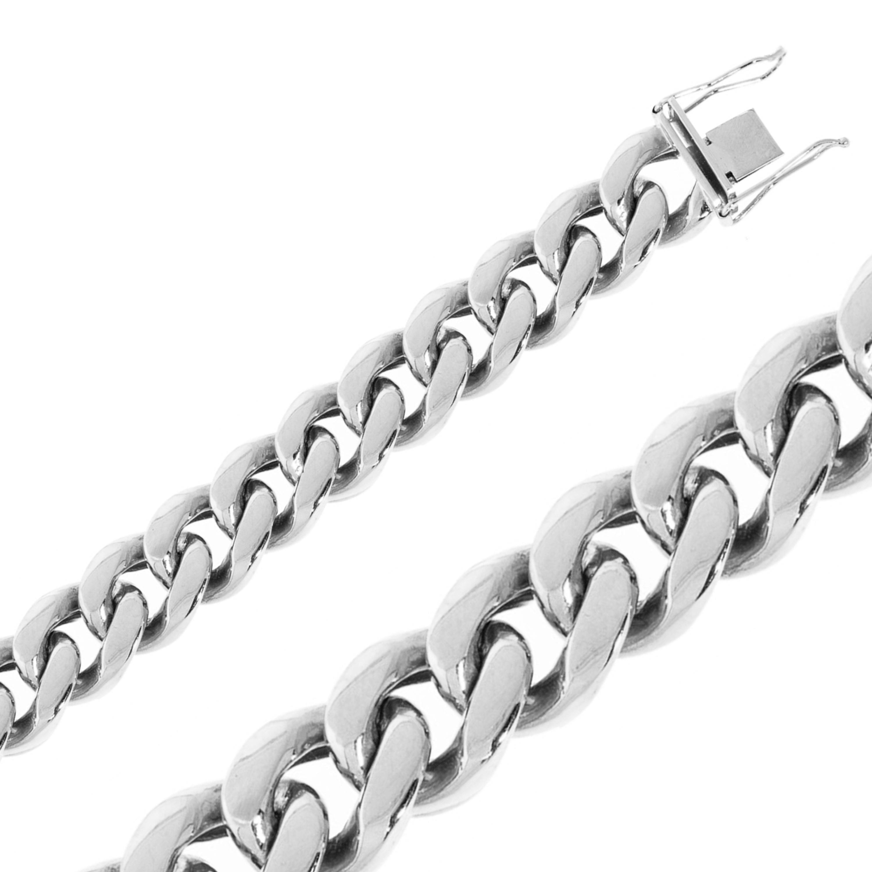 14K White Gold 14mm Miami Cuban Chain Necklace 16 Inches 14K White Gold 14mm Miami Cuban Chain Necklace 16 Inches