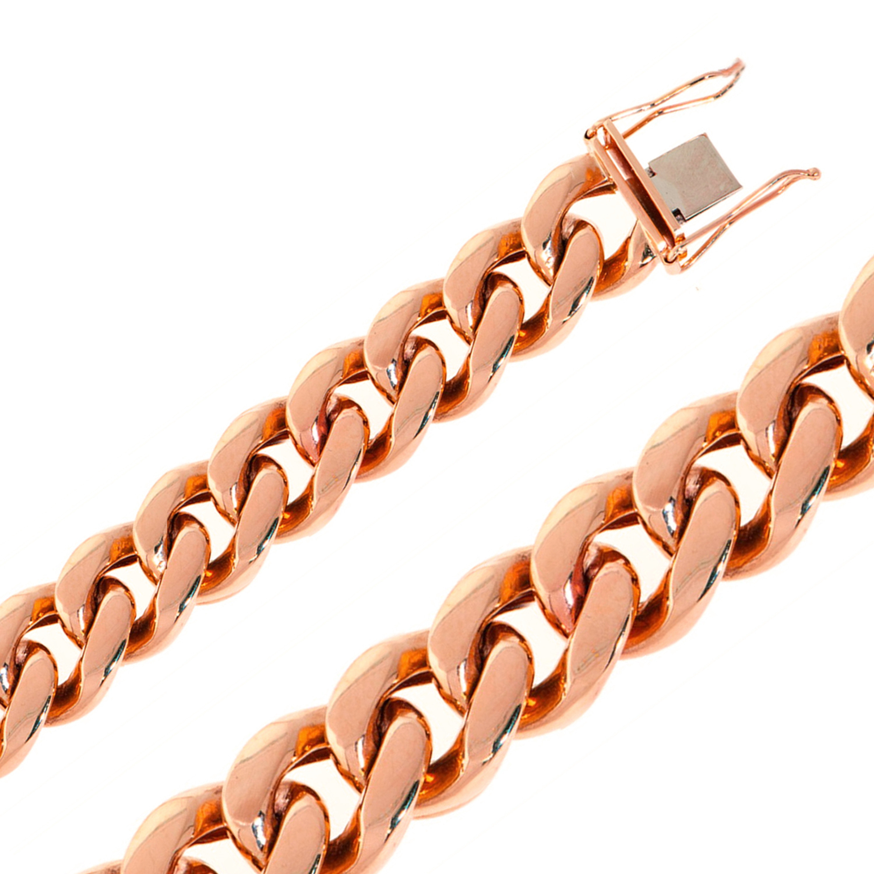 14K Rose Gold 18mm Miami Cuban Chain Necklace 24 Inches 14K Rose Gold 18mm Miami Cuban Chain Necklace 24 Inches