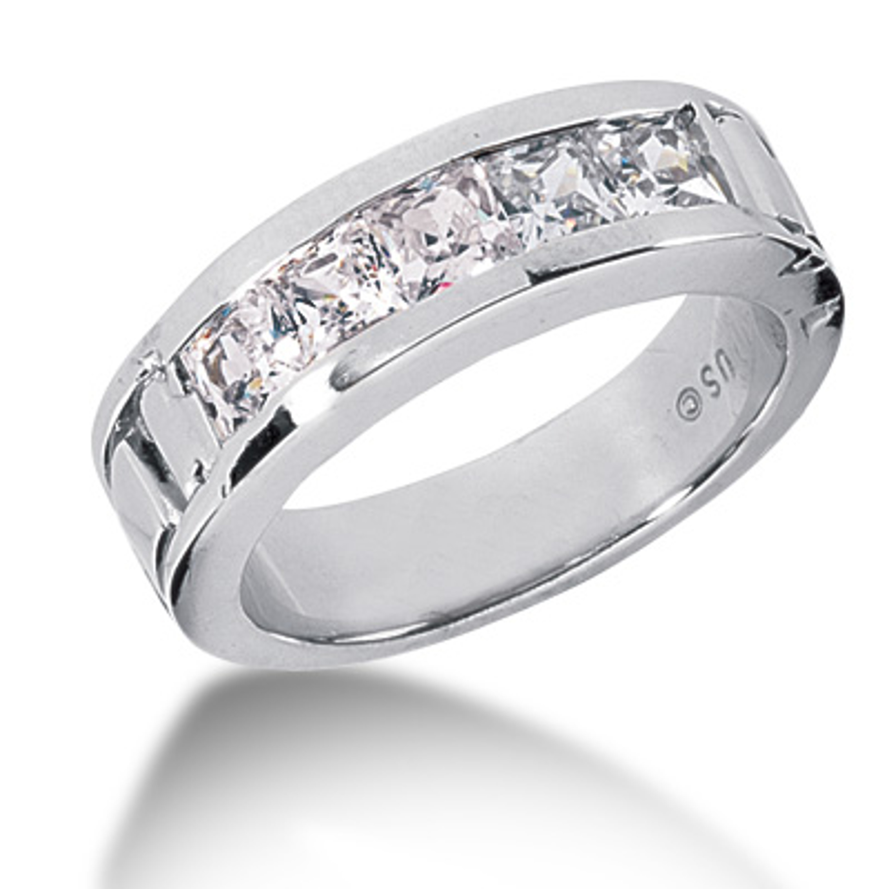 14k White Gold Princess Cut Diamond Band 2.5 Ctw. 14k White Gold Princess Cut Diamond Band 2.5 Ctw.