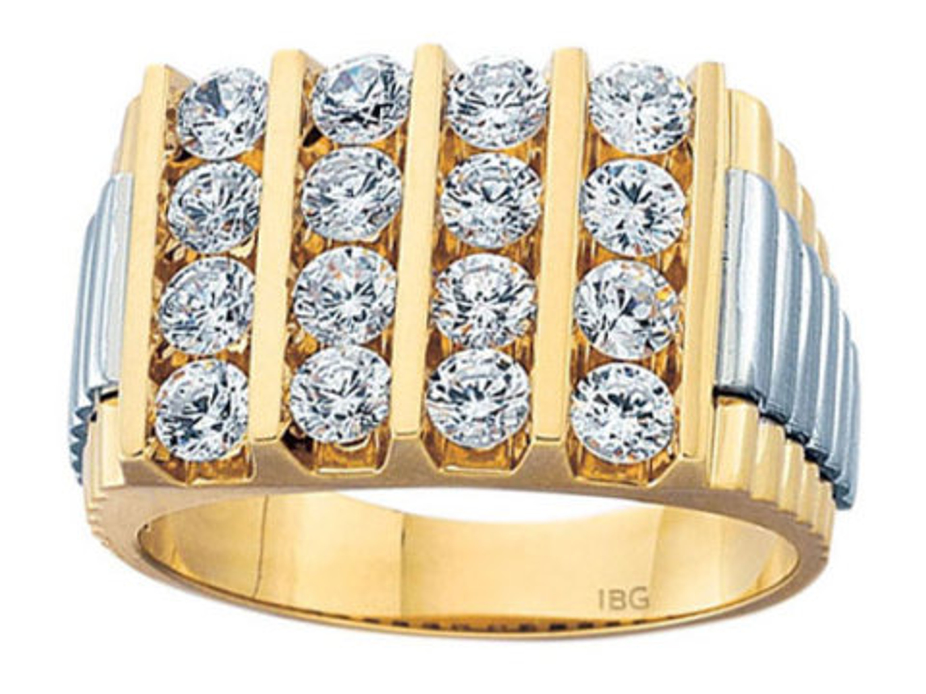 14k Two Tone Gold Men's Cluster Diamond Ring 2.00 Ctw. 14k Two Tone Gold Men's Cluster Diamond Ring 2.00 Ctw.