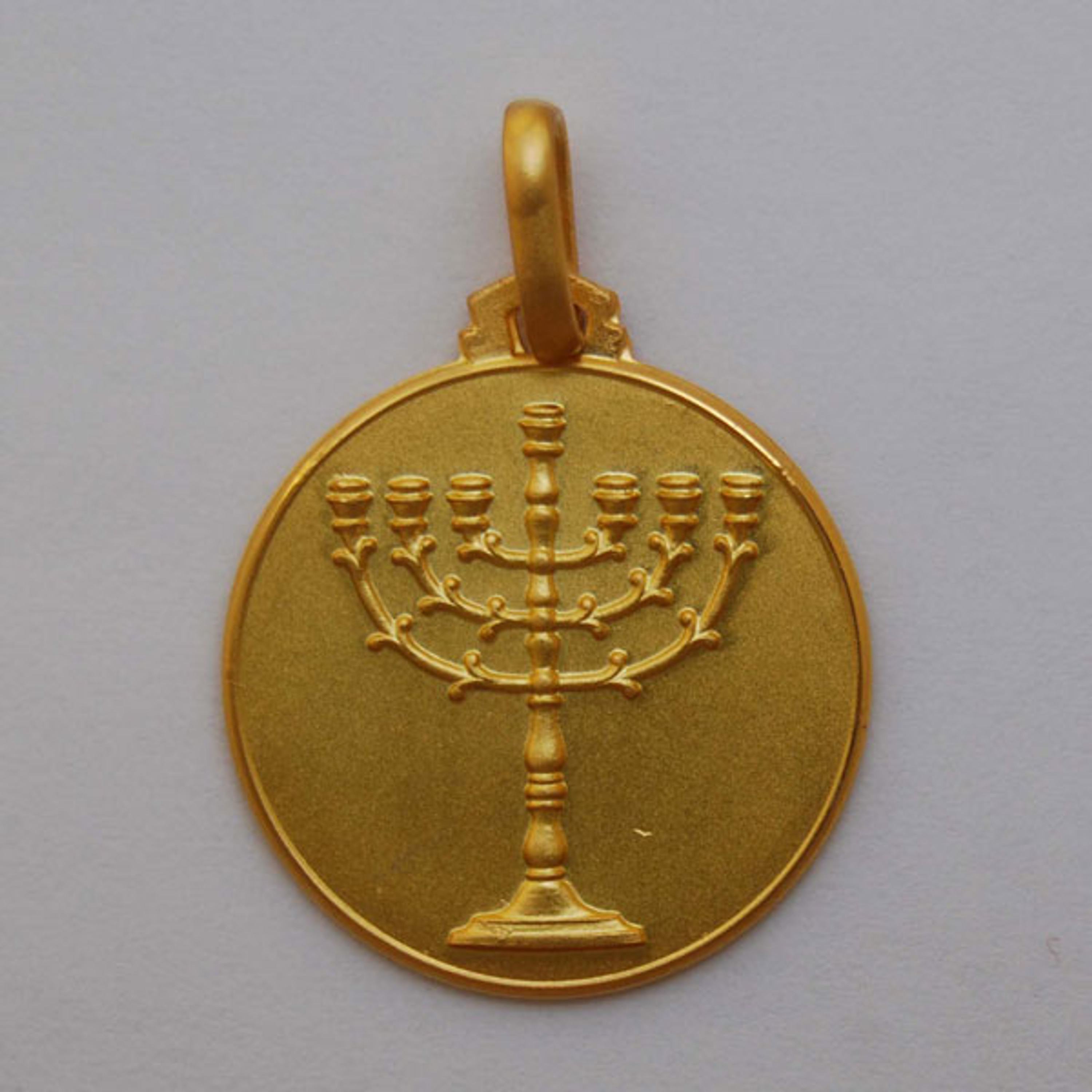 14k Gold Exquisite Menorah Medal Pendant 18mm 14k Gold Exquisite Menorah Medal Pendant 18mm