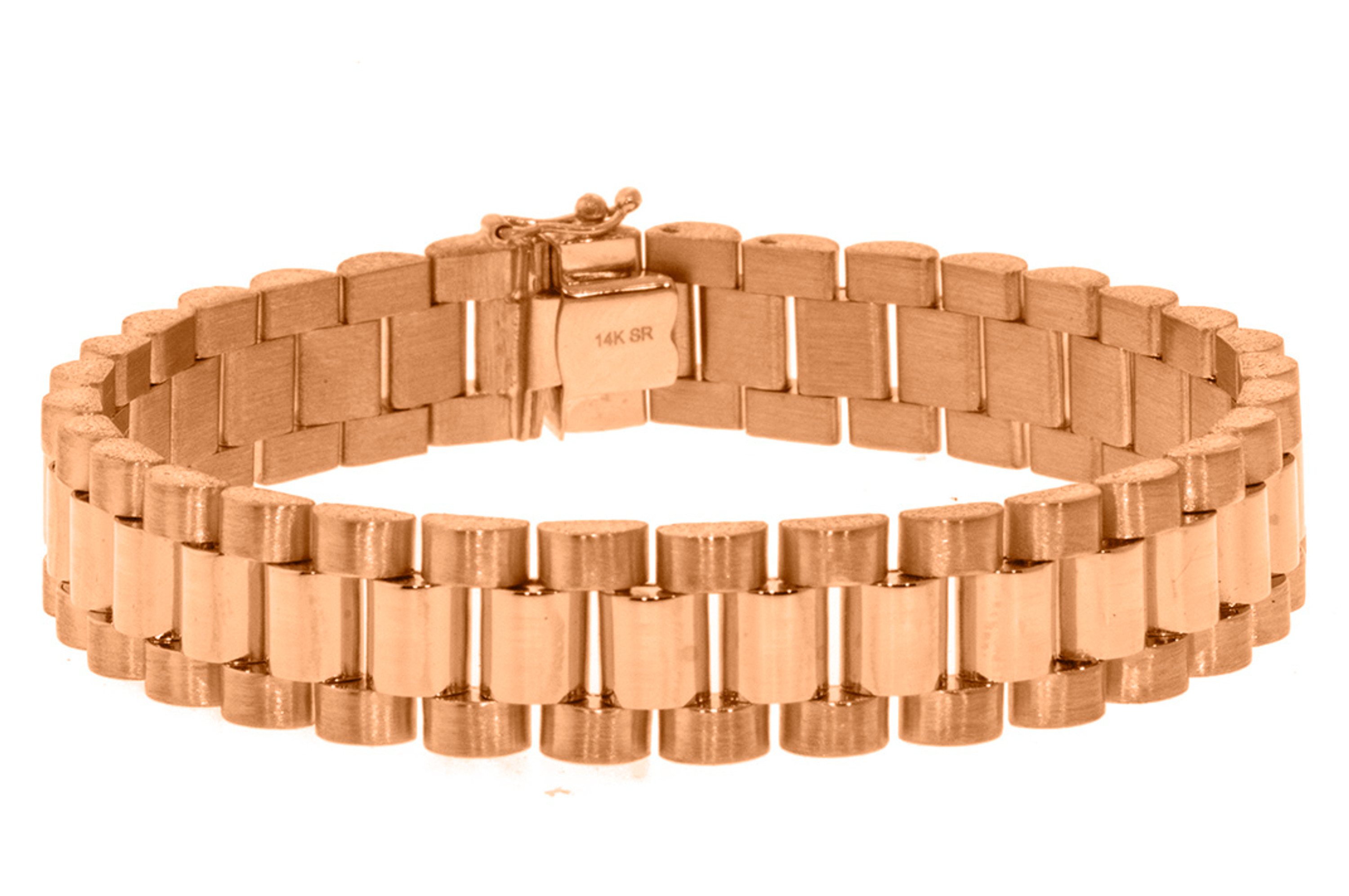 14k Rose Gold President Jubilee Bracelet 12mm Wide 8 Inches 14k Rose Gold President Jubilee Bracelet 12mm Wide 8 Inches