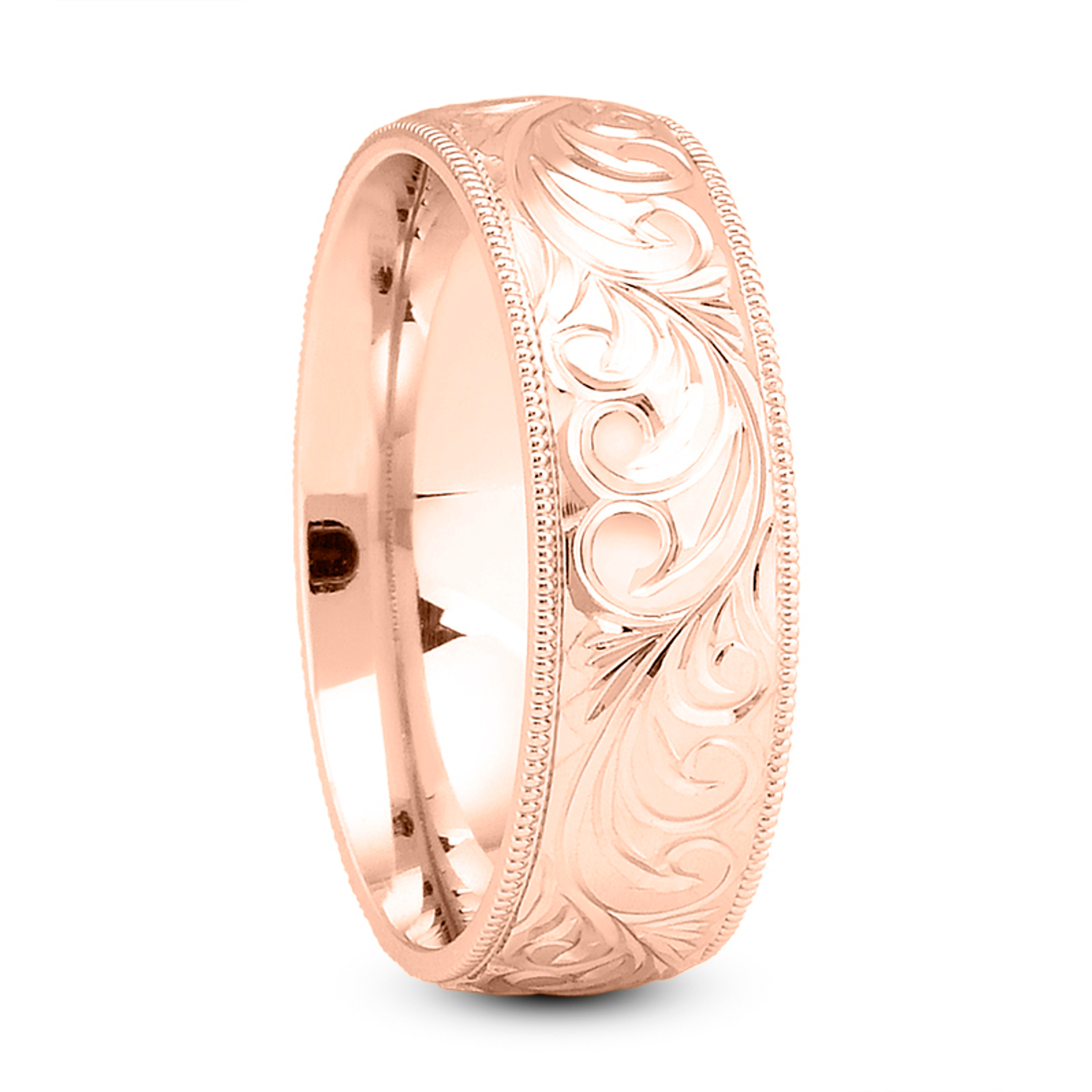 14k 5mm Hand Engraved Comfort Fit Wedding Band