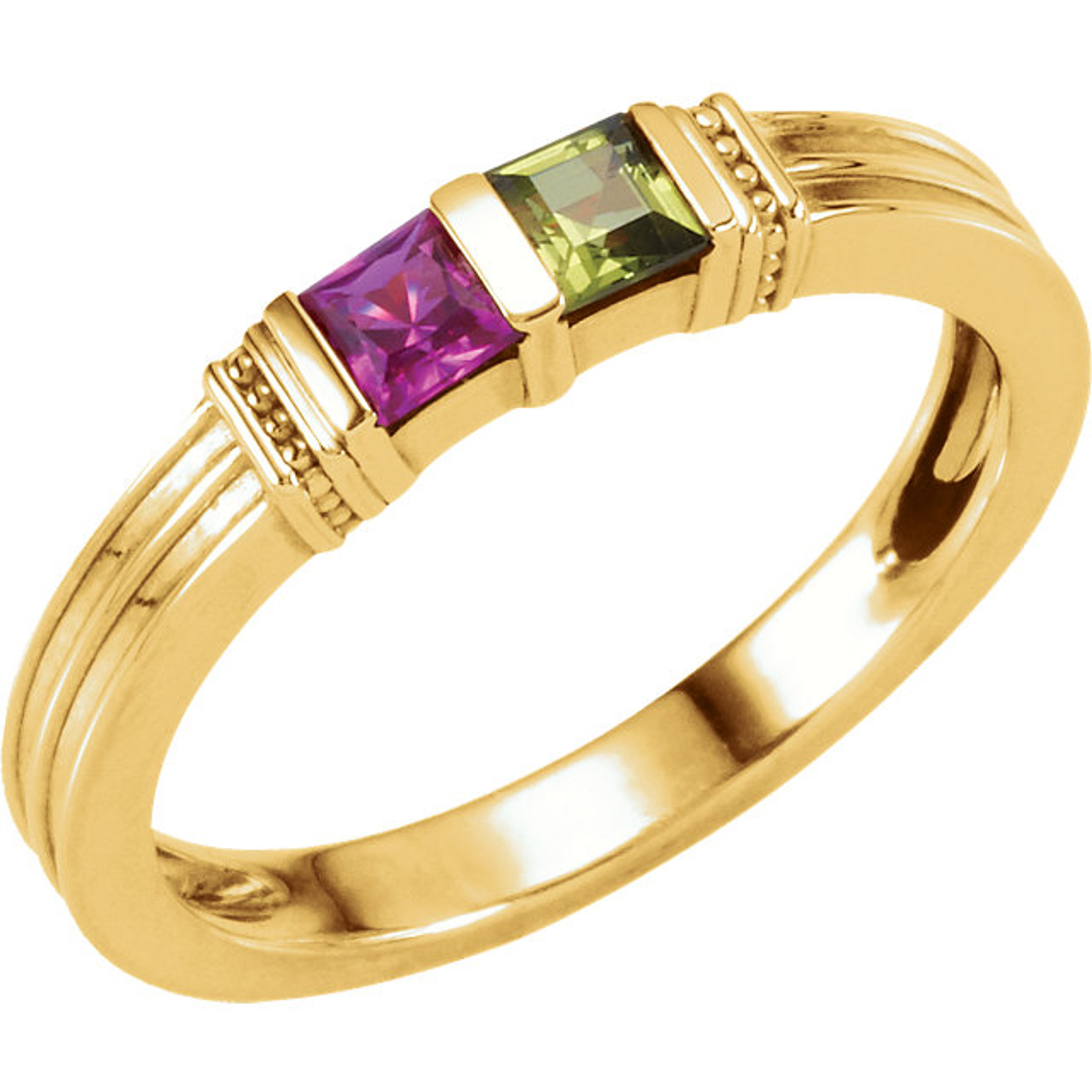 14k Gold Family Mother's Ring, 2 Stone (Available in 1,2,3 Stones) 14k Gold Family Mother's Ring, 2 Stone (Available in 1,2,3 Stones)