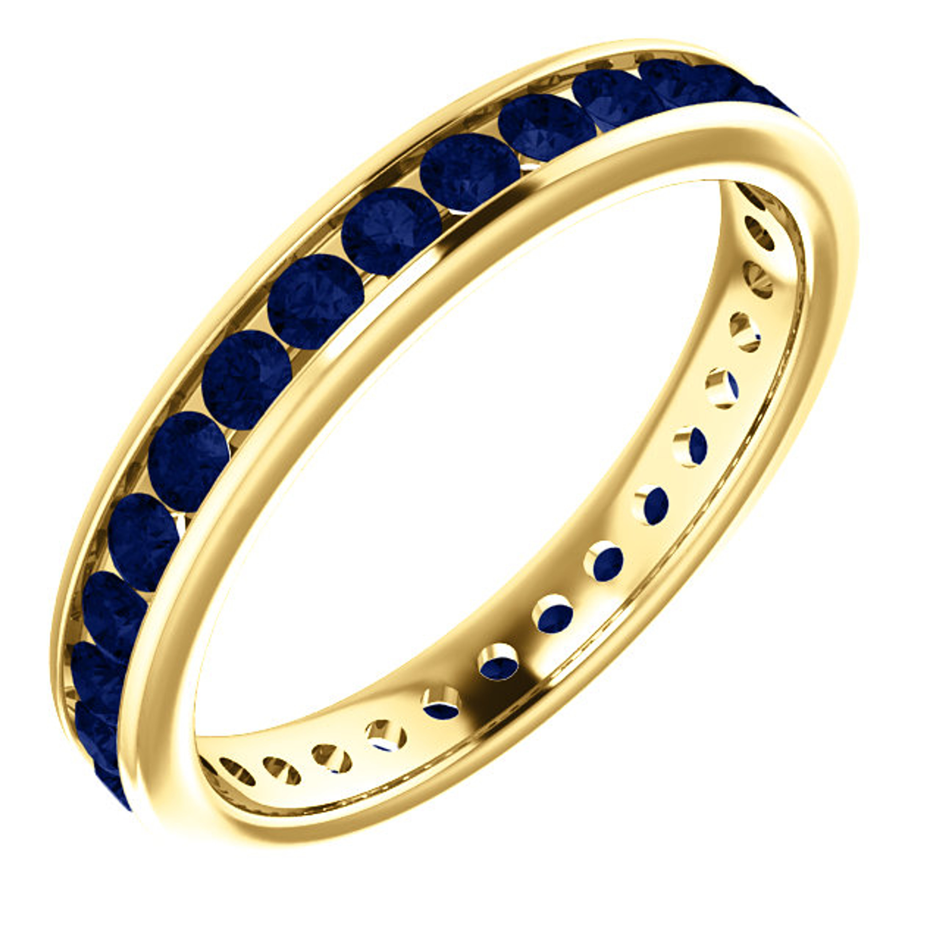 14k Yellow Gold 3.0mm Stackable Genuine Sapphire Eternity Band 14k Yellow Gold 3.0mm Stackable Genuine Sapphire Eternity Band