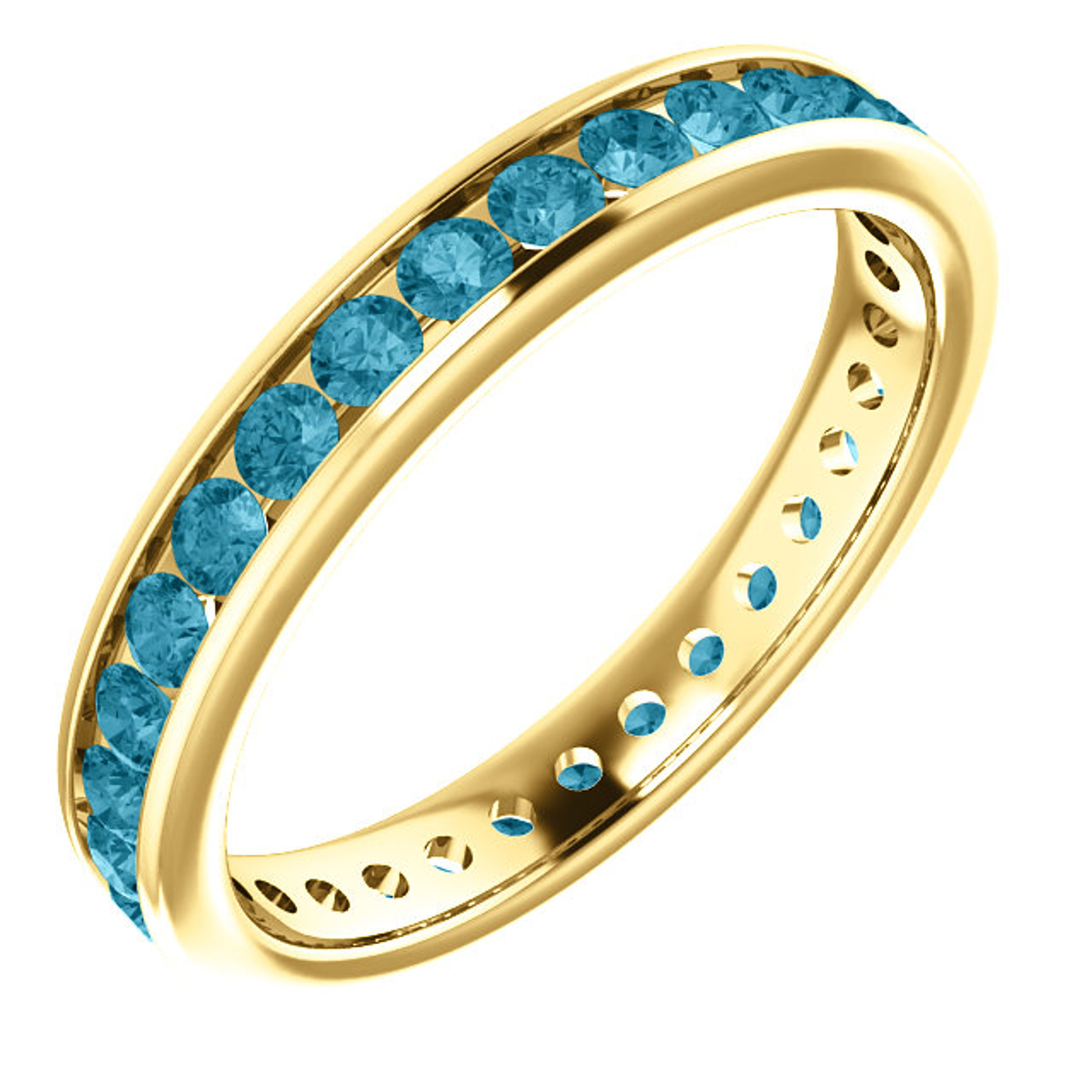 14k Yellow Gold 3.0mm Stackable Genuine London Blue Topaz Eternity Band 14k Yellow Gold 3.0mm Stackable Genuine London Blue Topaz Eternity Band