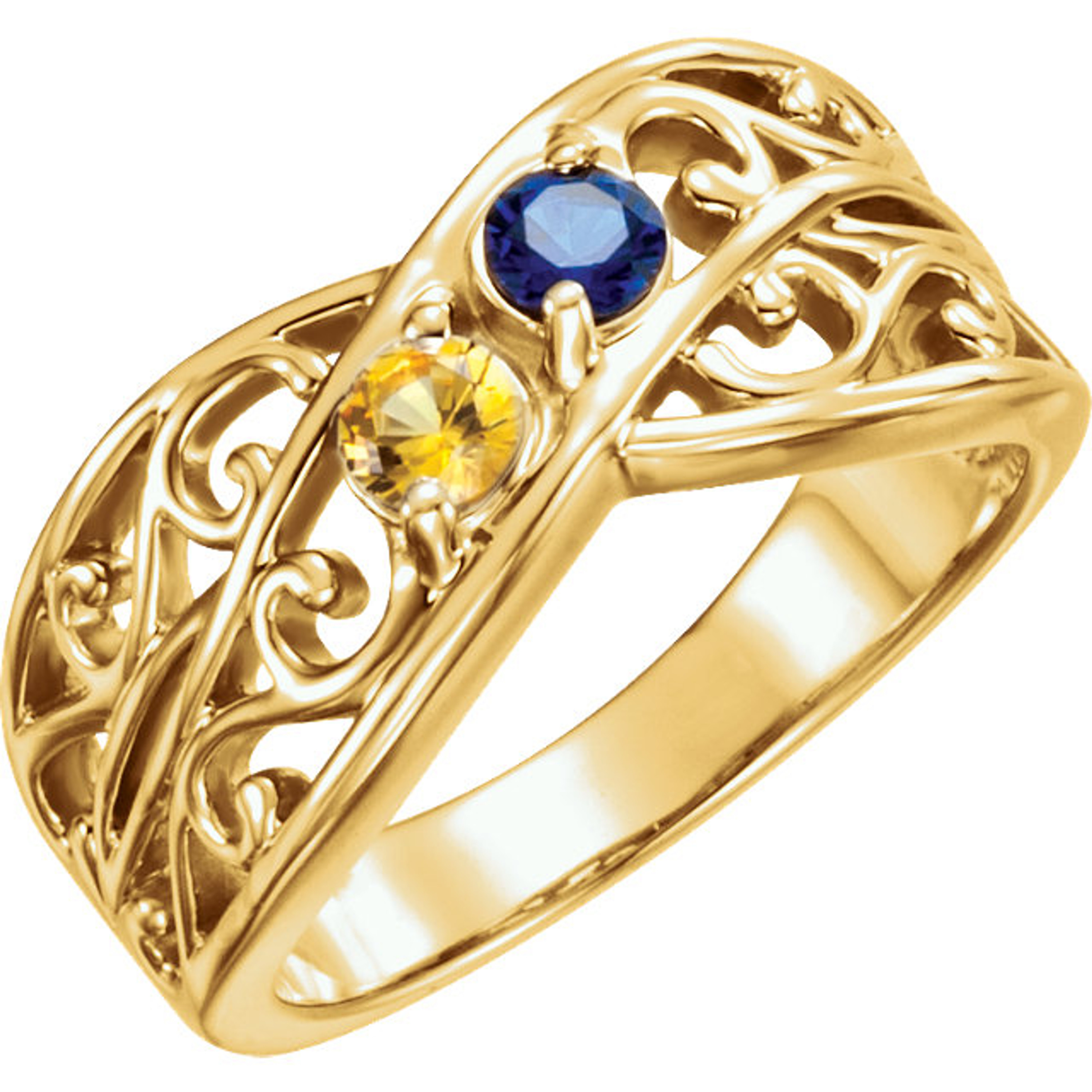 14k Gold Family Mother's Ring, 2 Stone (Available in 2,3,4,5,Stones) #71708 14k Gold Family Mother's Ring, 2 Stone (Available in 2,3,4,5,Stones) #71708