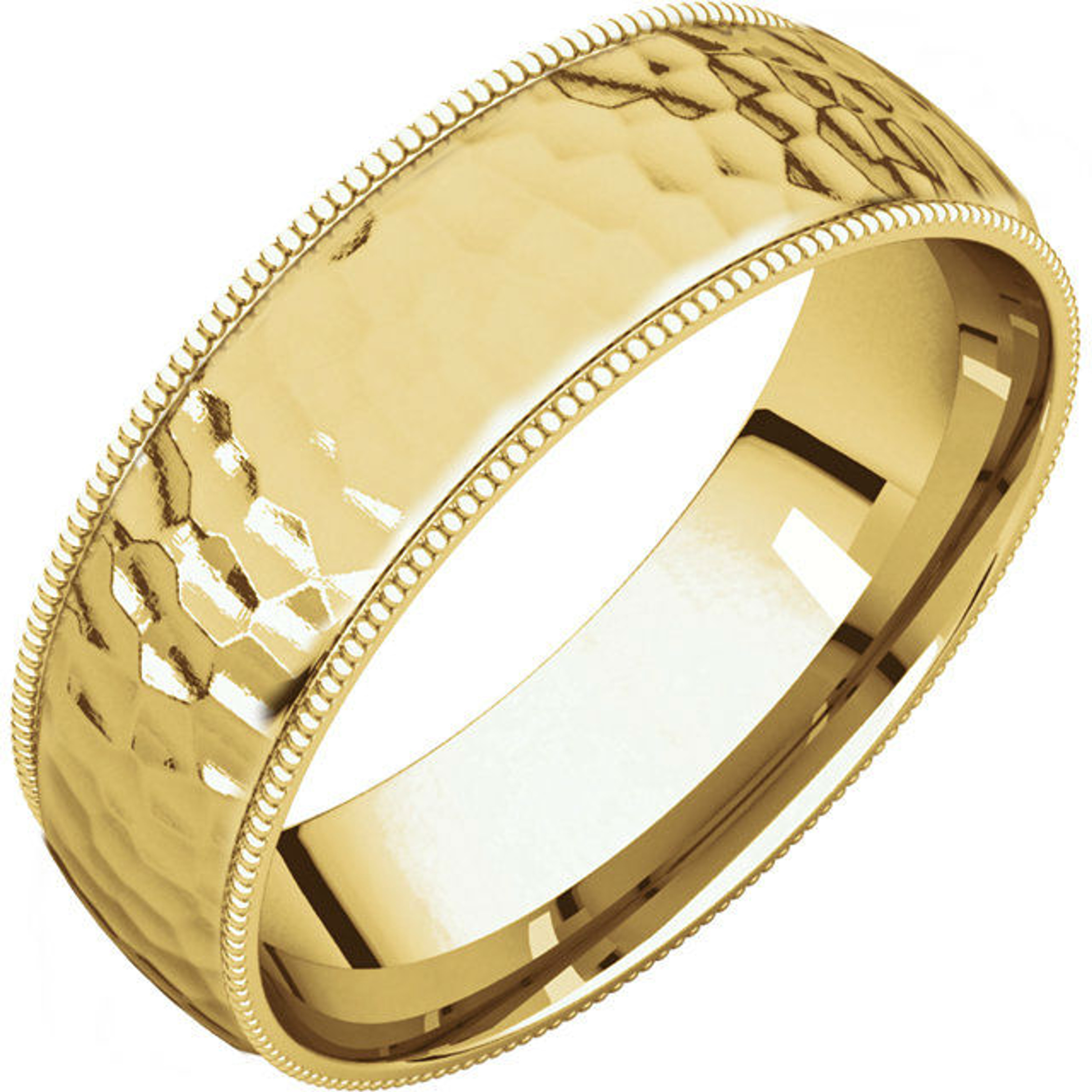 14k Gold 6mm Milgrain Hammer Finish Comfort Fit Wedding Band 14k Gold 6mm Milgrain Hammer Finish Comfort Fit Wedding Band