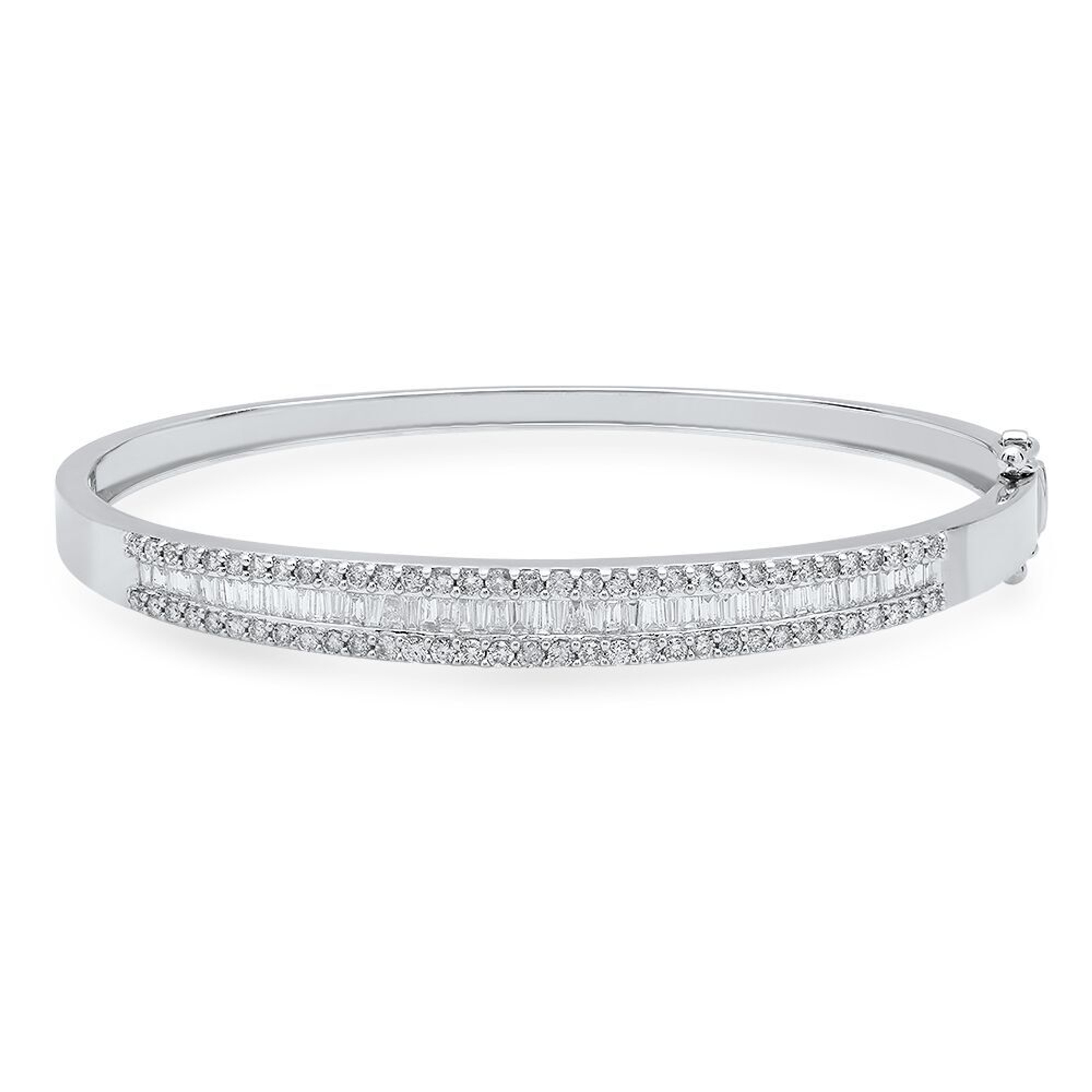 14k White Gold 6.5mm Wide High Polished Diamond Bangle 7" 3.0 CTW 14k White Gold 6.5mm Wide High Polished Diamond Bangle 7" 3.0 CTW