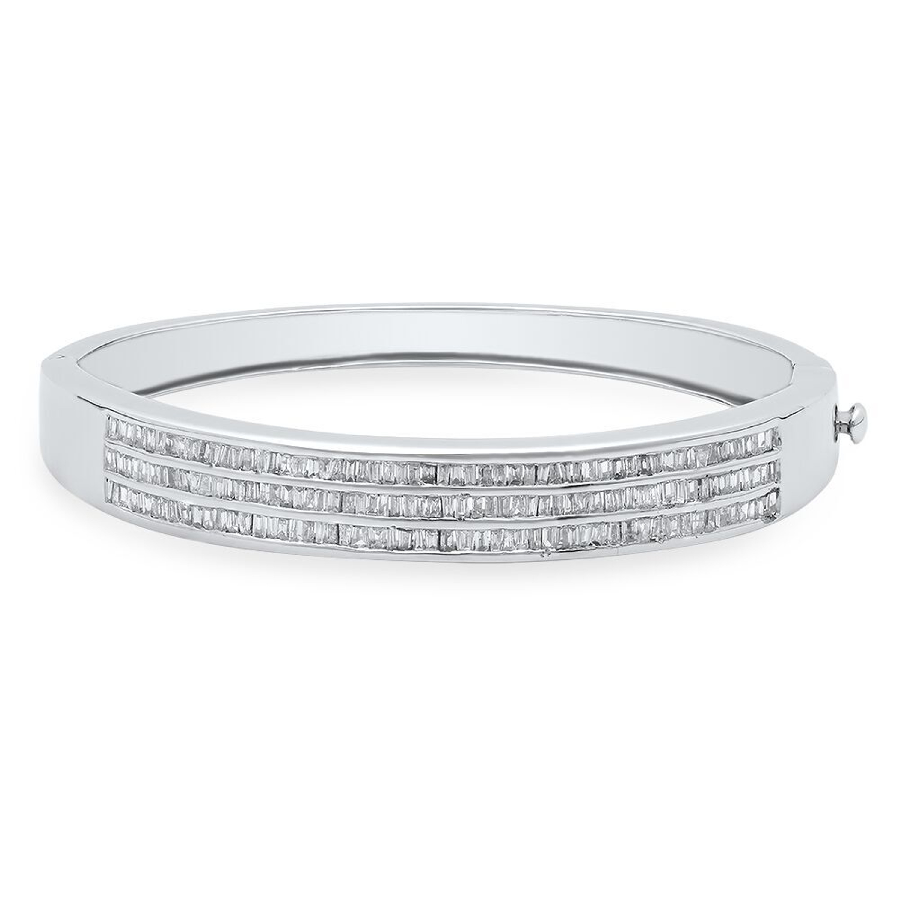 14k White Gold 9.0mm Wide High Polished Diamond Bangle 7" 3.0 CTW 14k White Gold 9.0mm Wide High Polished Diamond Bangle 7" 3.0 CTW