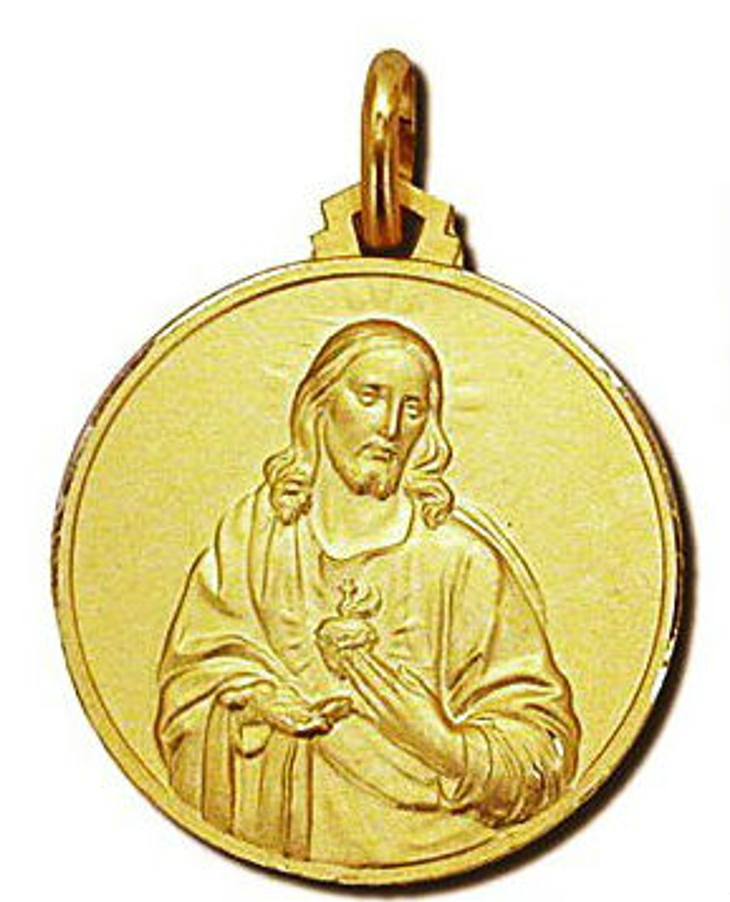 14kt Yellow Gold 21.0 mm Round Sacred Heart Medal 14kt Yellow Gold 21.0 mm Round Sacred Heart Medal