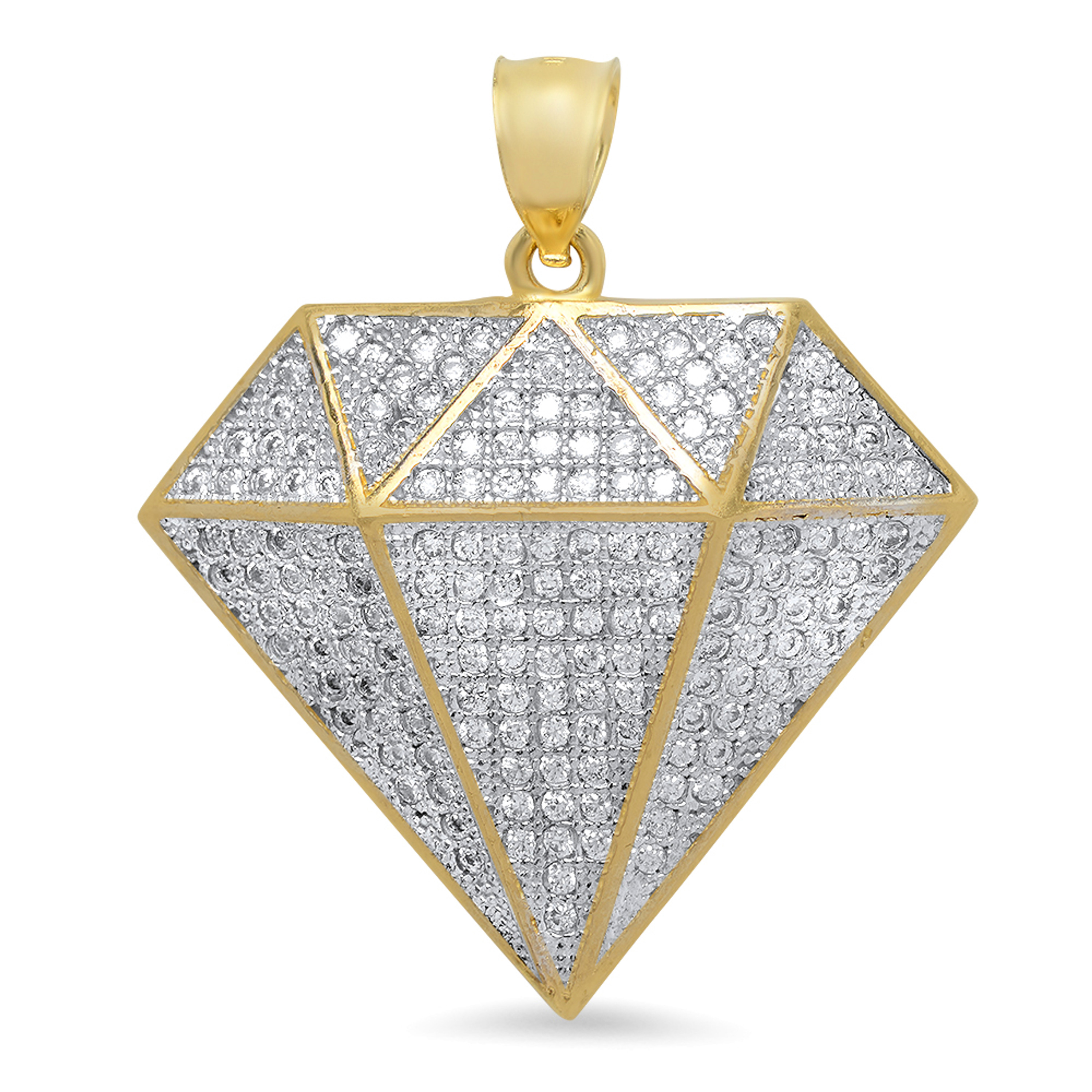 14k Gold Diamond Pendant Covered With Cubic zirconia (CZ) 1 7/16 inch 14k Gold Diamond Pendant Covered With Cubic zirconia (CZ) 1 7/16 inch