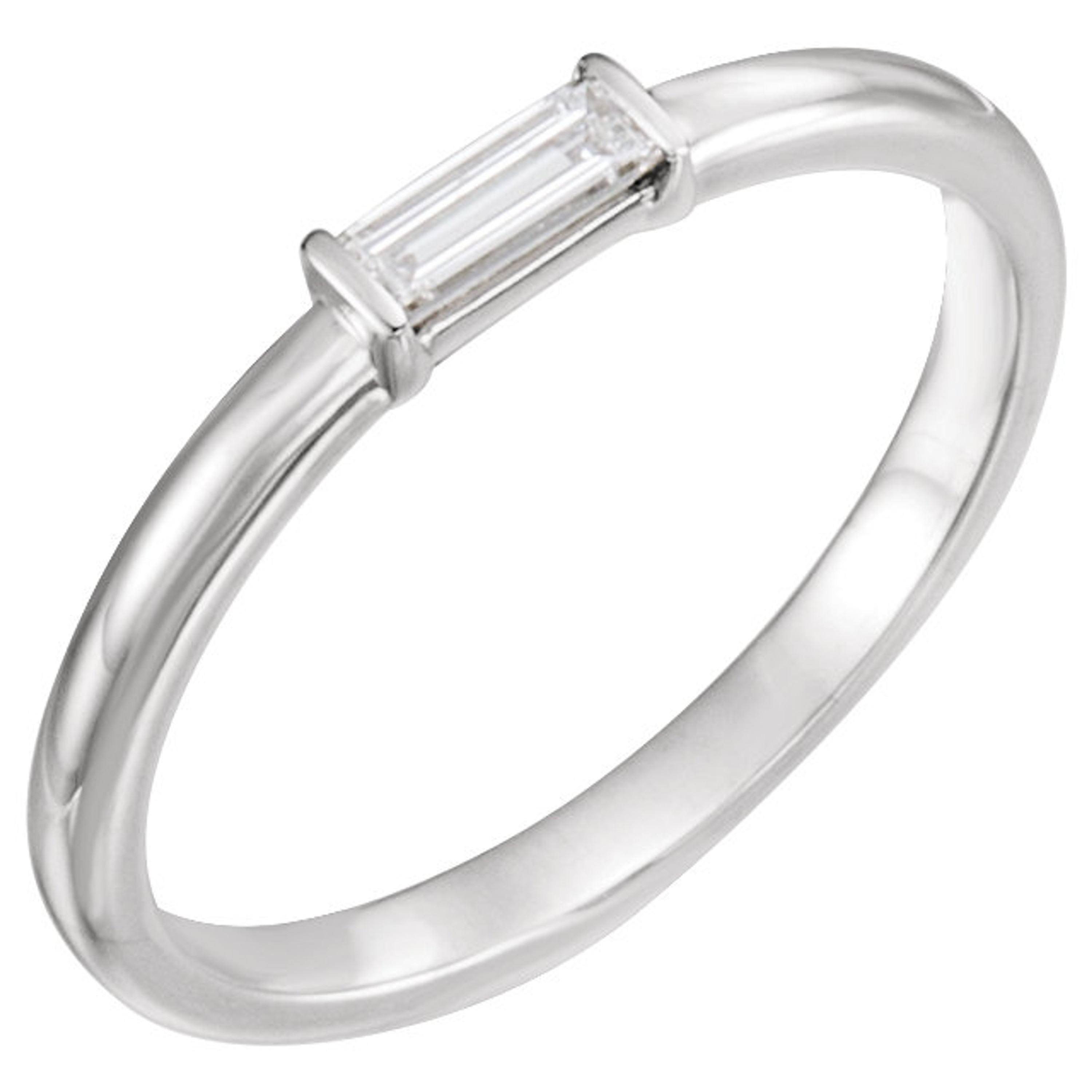 14k White Gold Single Baguette Stackable Diamond Band 1/8 ctw 2.0mm 14k White Gold Single Baguette Stackable Diamond Band 1/8 ctw 2.0mm