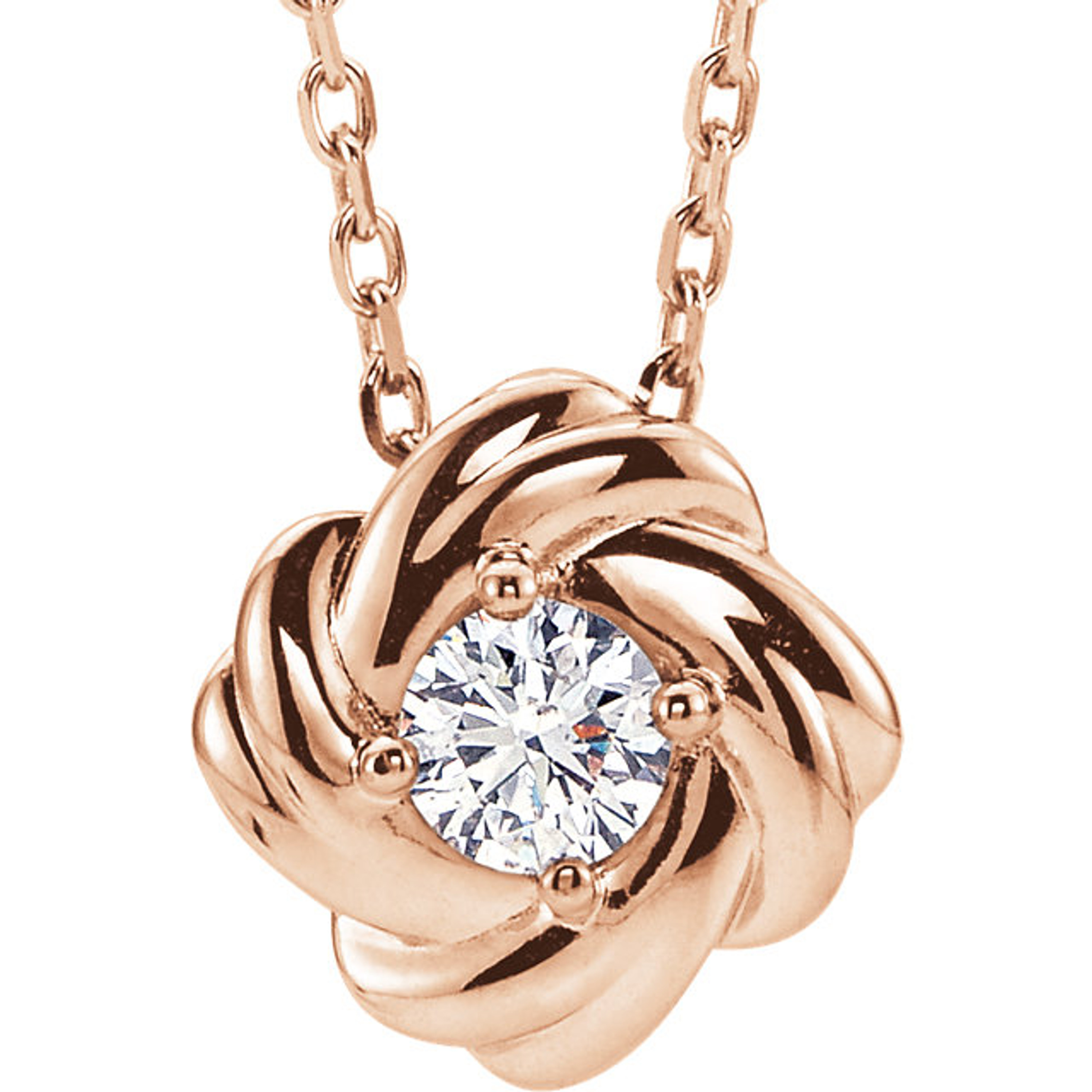 14k Yellow Gold Diamond Love Knot Necklace 1/6 Ctw | Sarraf.com