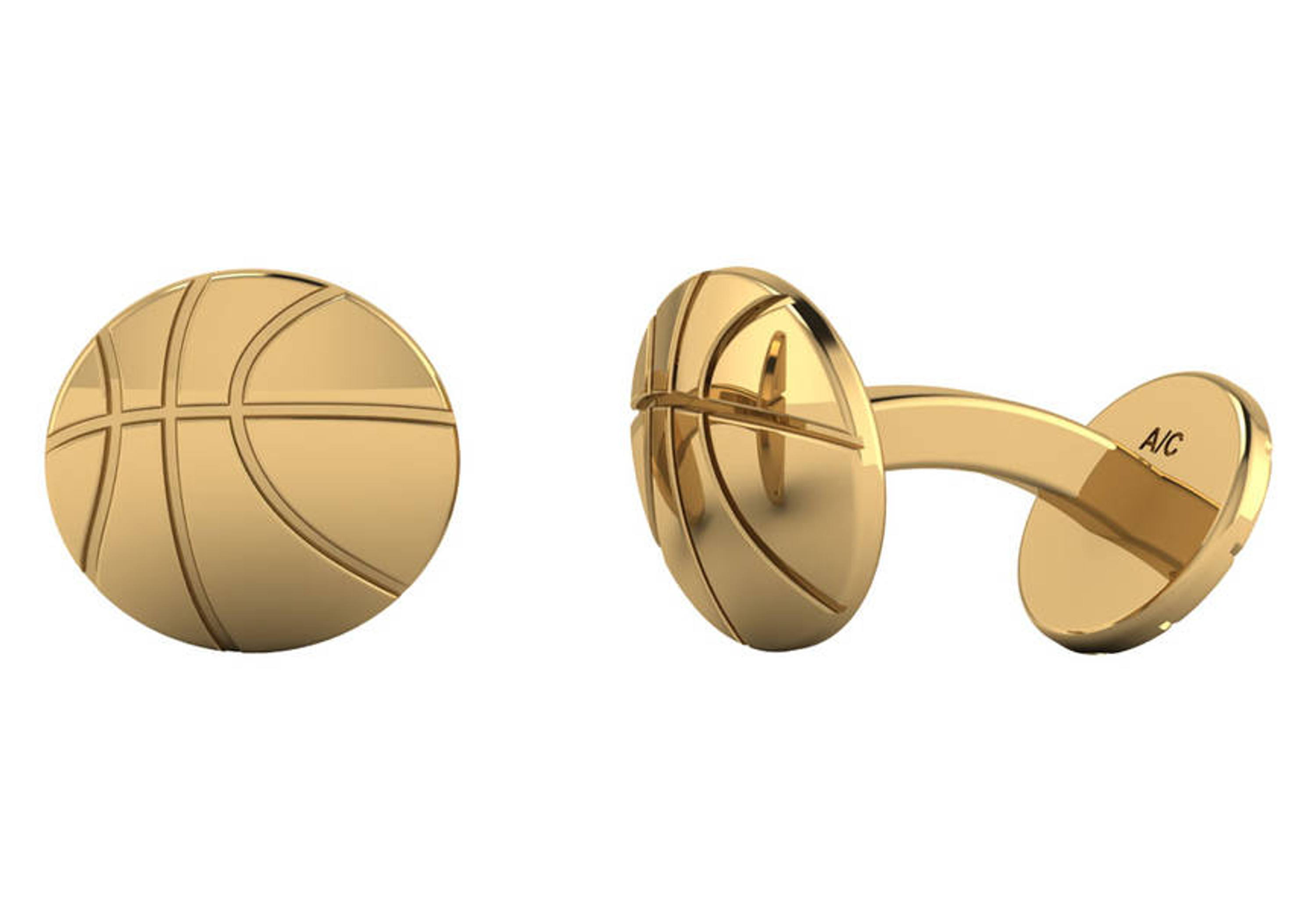 14k Gold Basketball Cuff Links 15MM x 15MM 14k Gold Basketball Cuff Links 15MM x 15MM