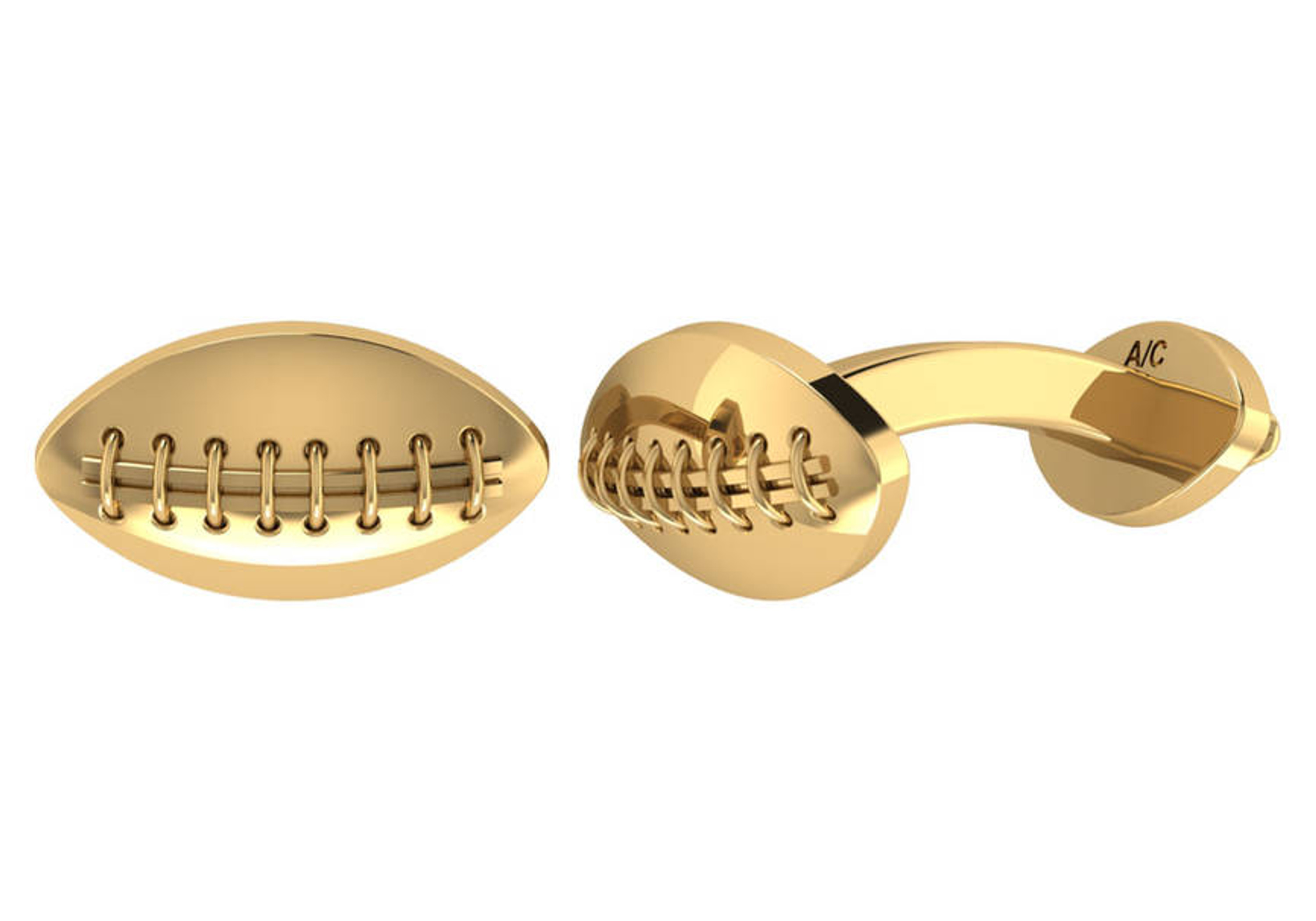 14K Gold Football Cuff Links 17.5MM 14K Gold Football Cuff Links 17.5MM