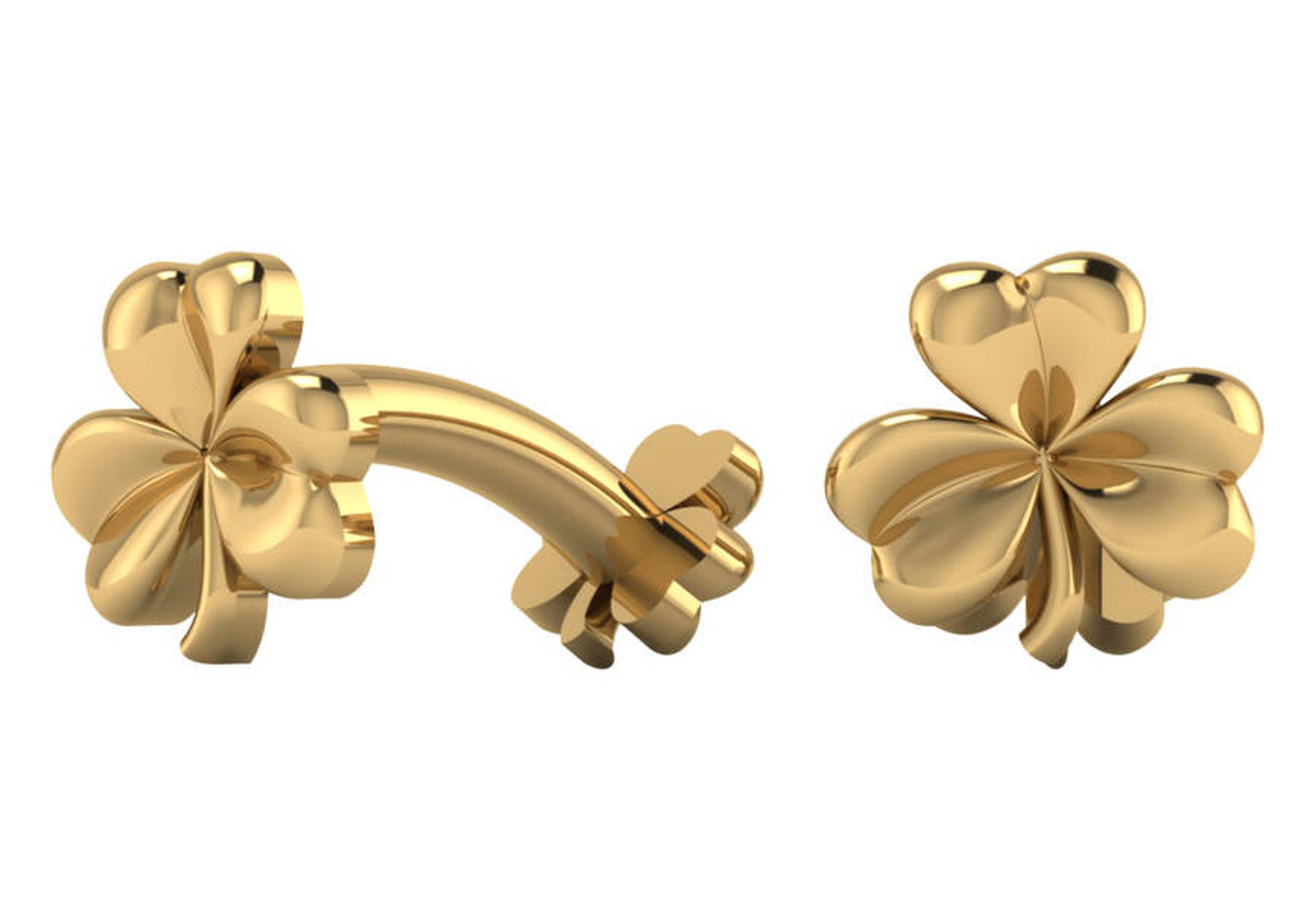 14k Gold Shamrock Cuff Links 14MM 14k Gold Shamrock Cuff Links 14MM