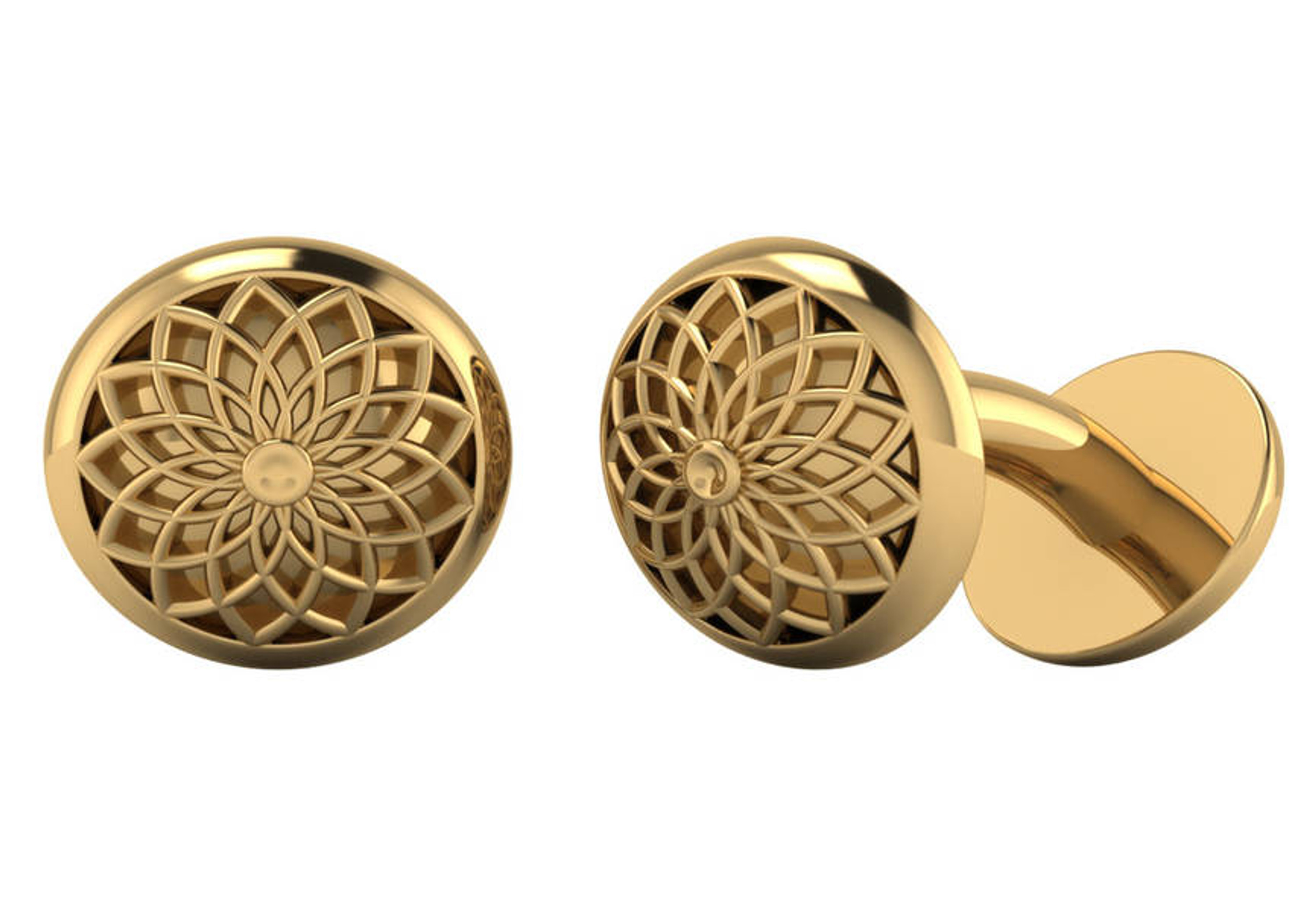 14K Gold Puffed Spiral Cuff Links 15MM 14K Gold Puffed Spiral Cuff Links 15MM
