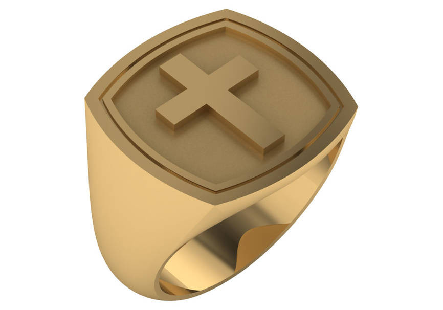 14k Yellow Gold Cross Ring 18.0mm x 18.00mm| Sarraf.com