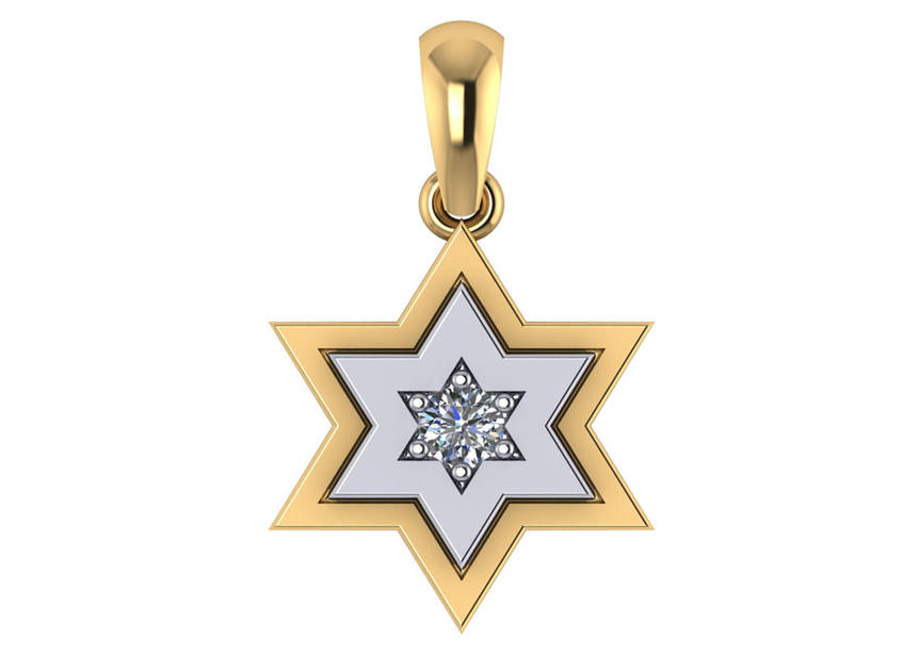 14k Gold 16.0mm x 13.5mm Diamond Star Of David Necklace .10Ctw 14k Gold 16.0mm x 13.5mm Diamond Star Of David Necklace .10Ctw