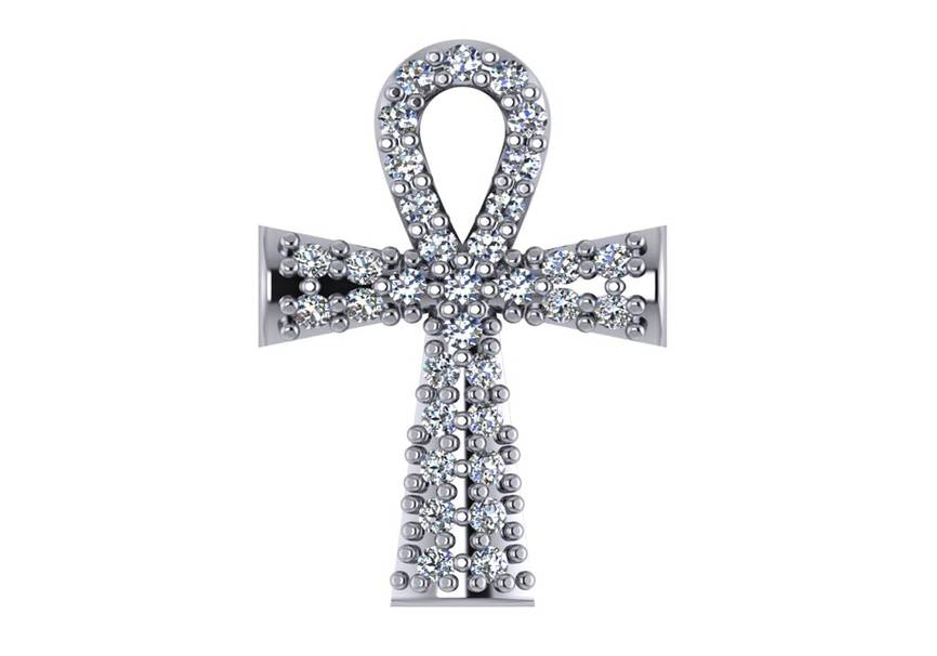 14kt White Gold .16 CTW Tiny Diamond Ankh Cross Necklace 15mm x 10mm 14kt White Gold .16 CTW Tiny Diamond Ankh Cross Necklace 15mm x 10mm