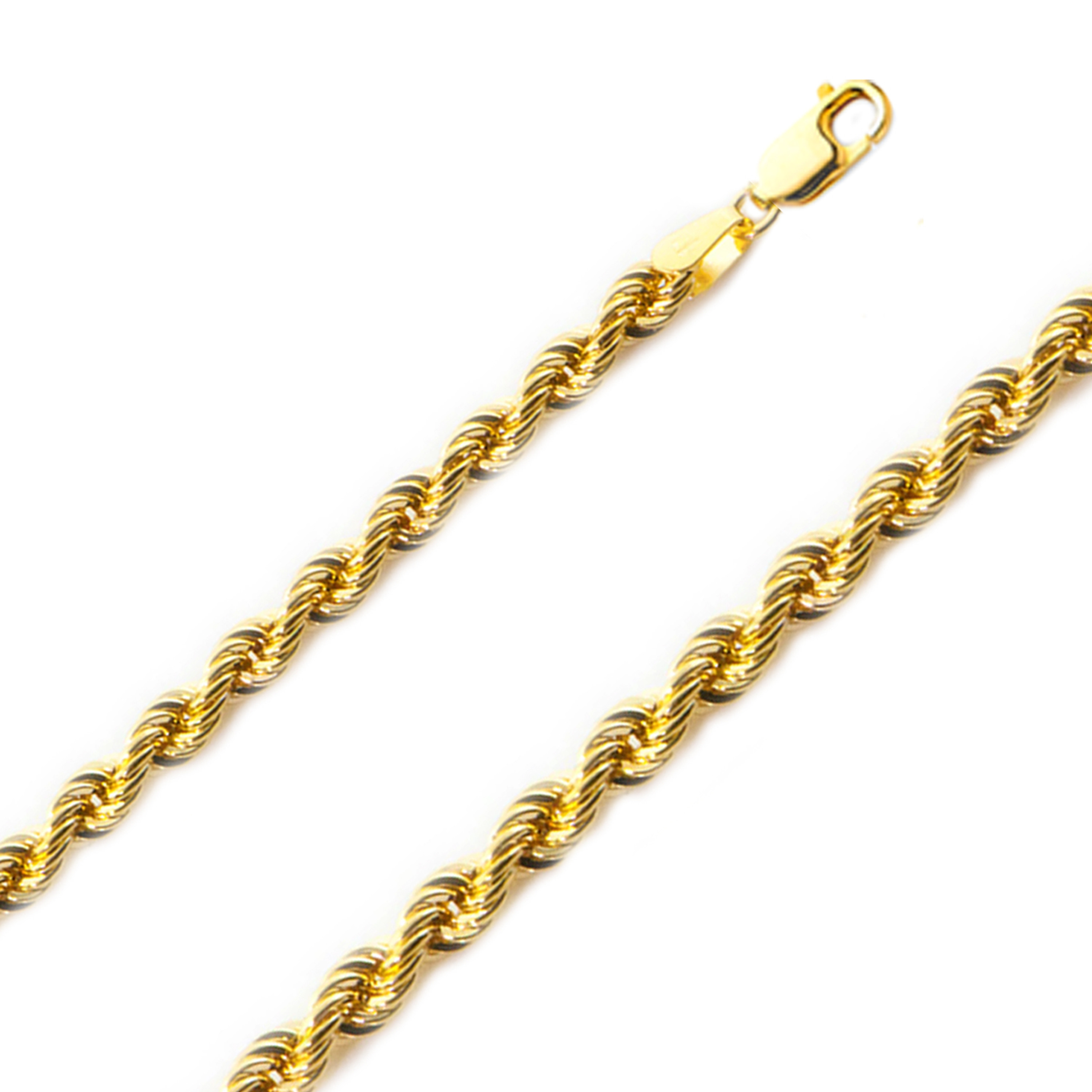 14K Yellow Gold 7mm Hollow Rope Chain 26 Inches 14K Yellow Gold 7mm Hollow Rope Chain 26 Inches