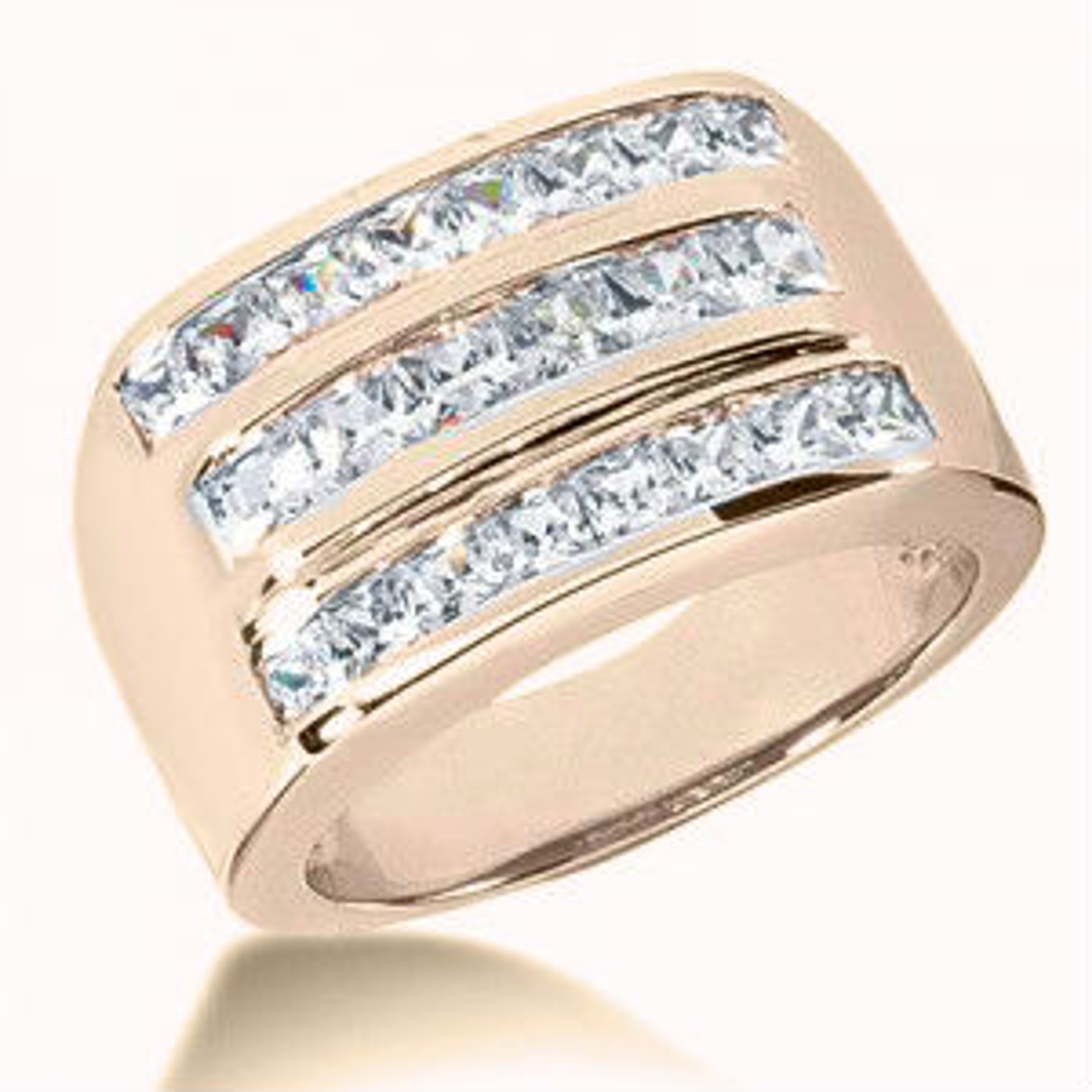 14k Yellow Gold Mens Square 13.5 mm Princess Diamond Ring Band 2.65 ctw 14k Yellow Gold Mens Square 13.5 mm Princess Diamond Ring Band 2.65 ctw