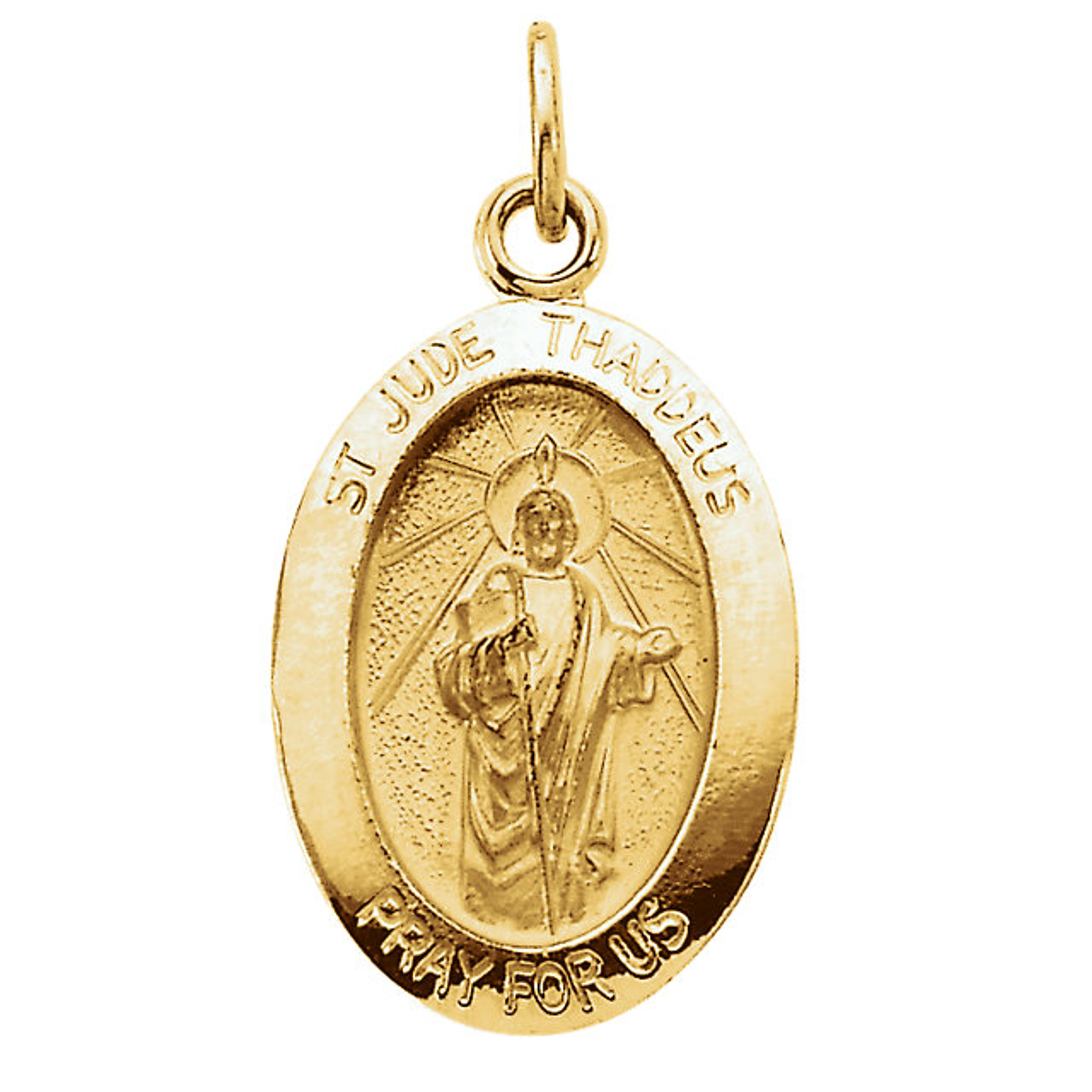 14kt Yellow Gold 15x11mm Oval Saint Jude Medal 14kt Yellow Gold 15x11mm Oval Saint Jude Medal