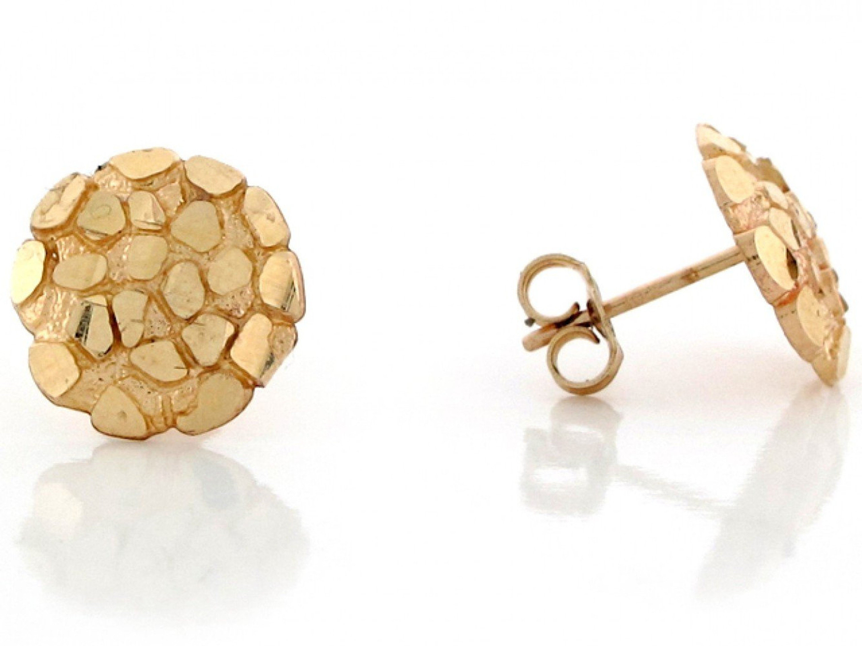 14k Gold Diamond Cut 10.5 mm Nugget Earrings 14k Gold Diamond Cut 10.5 mm Nugget Earrings