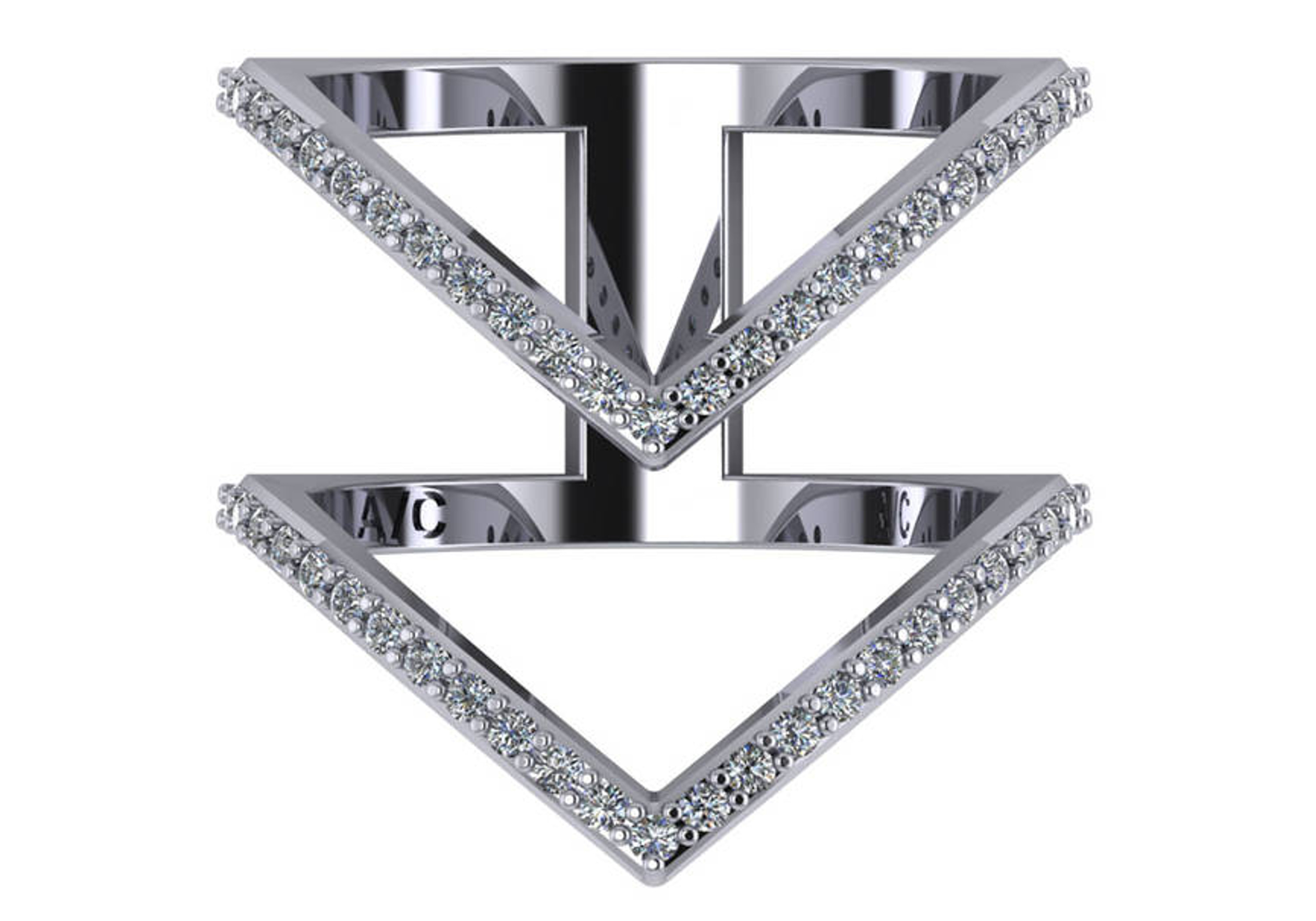 14k White gold  .50 CTW V Diamond Ring 22.0MM 14k White gold  .50 CTW V Diamond Ring 22.0MM