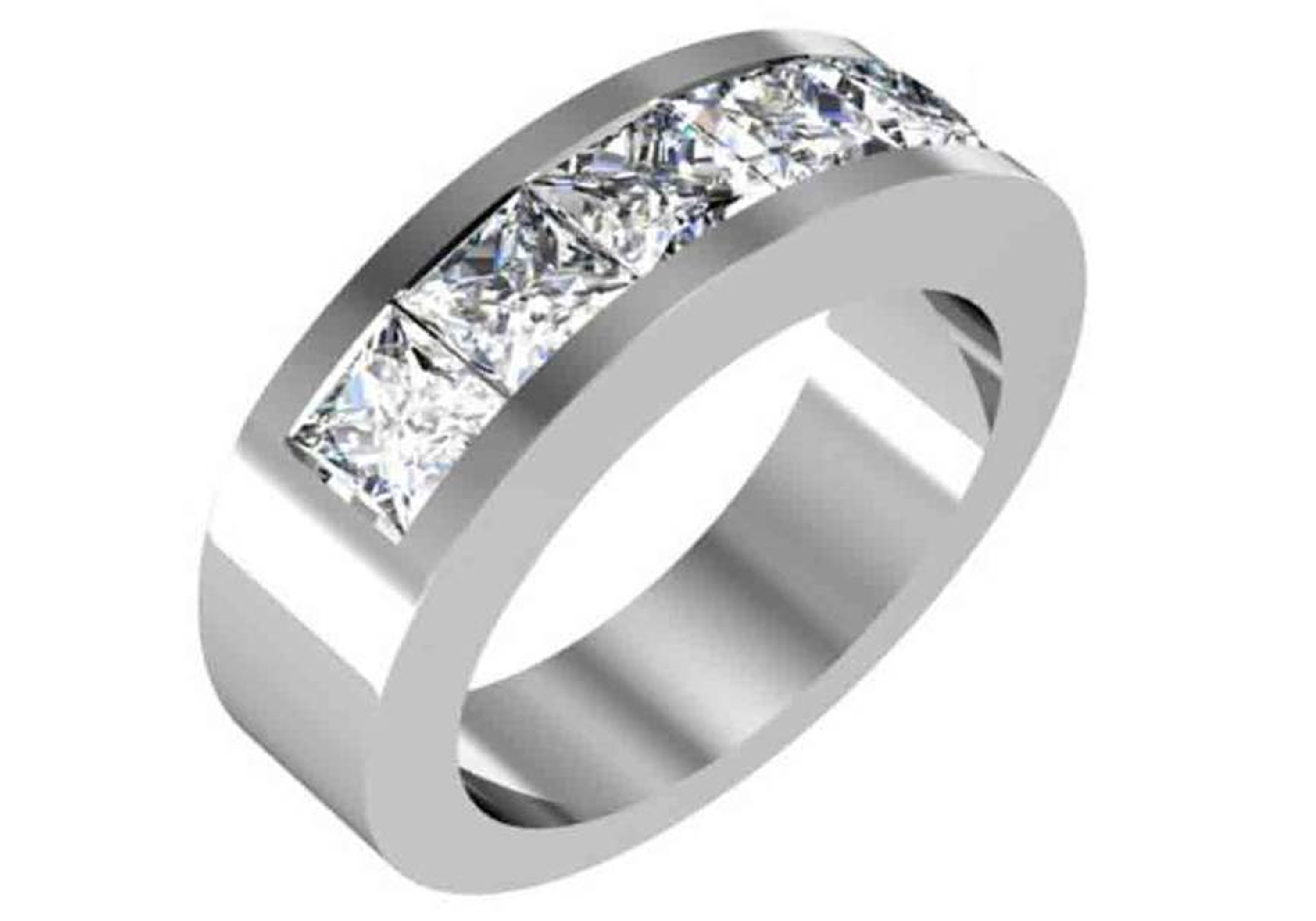 14K Yellow Gold 2.5 Ctw Princess Cut Diamond Men's Band 5