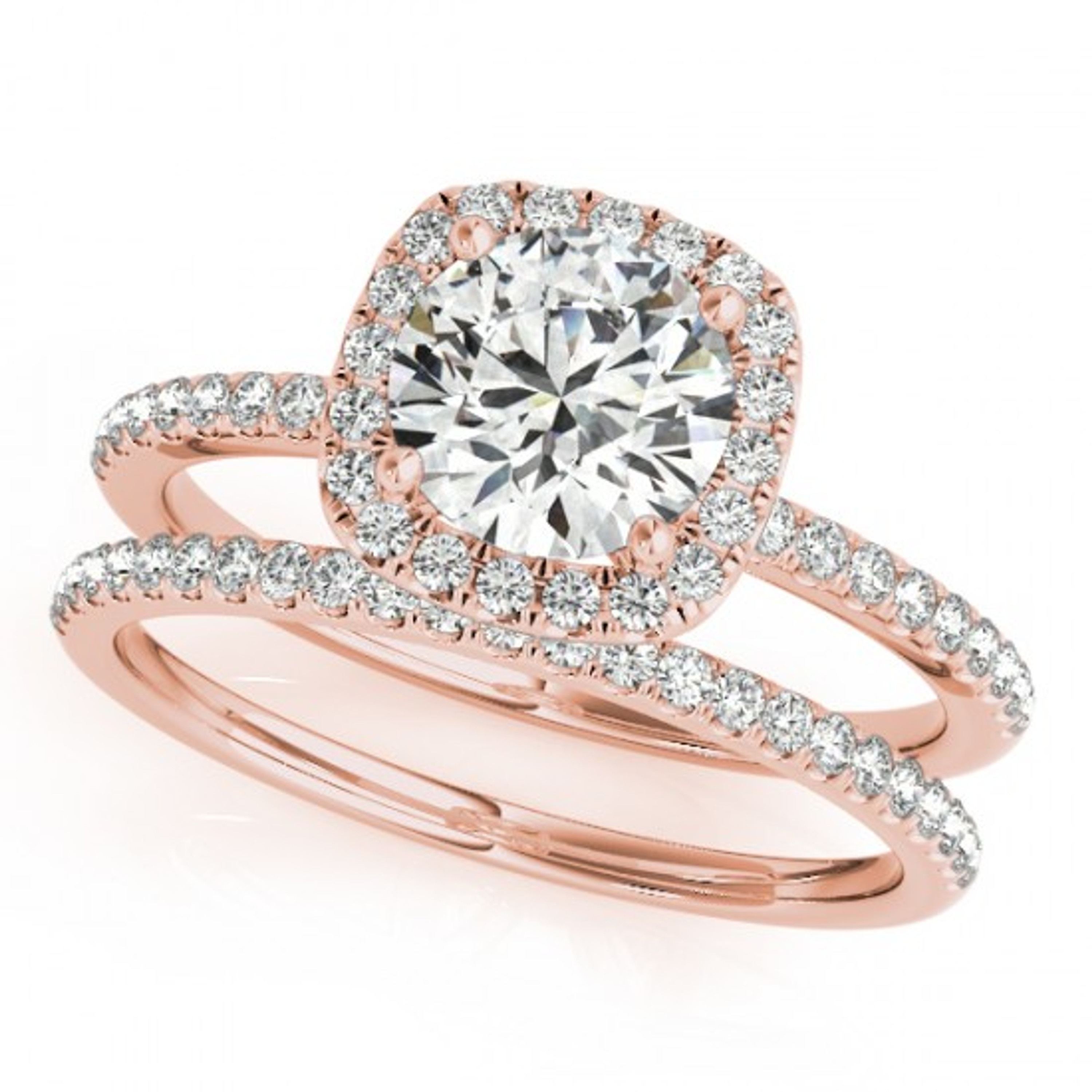 14k Rose Gold  1.00 Carat  Round cut Halo Engagement  Ring 14k Rose Gold  1.00 Carat  Round cut Halo Engagement  Ring