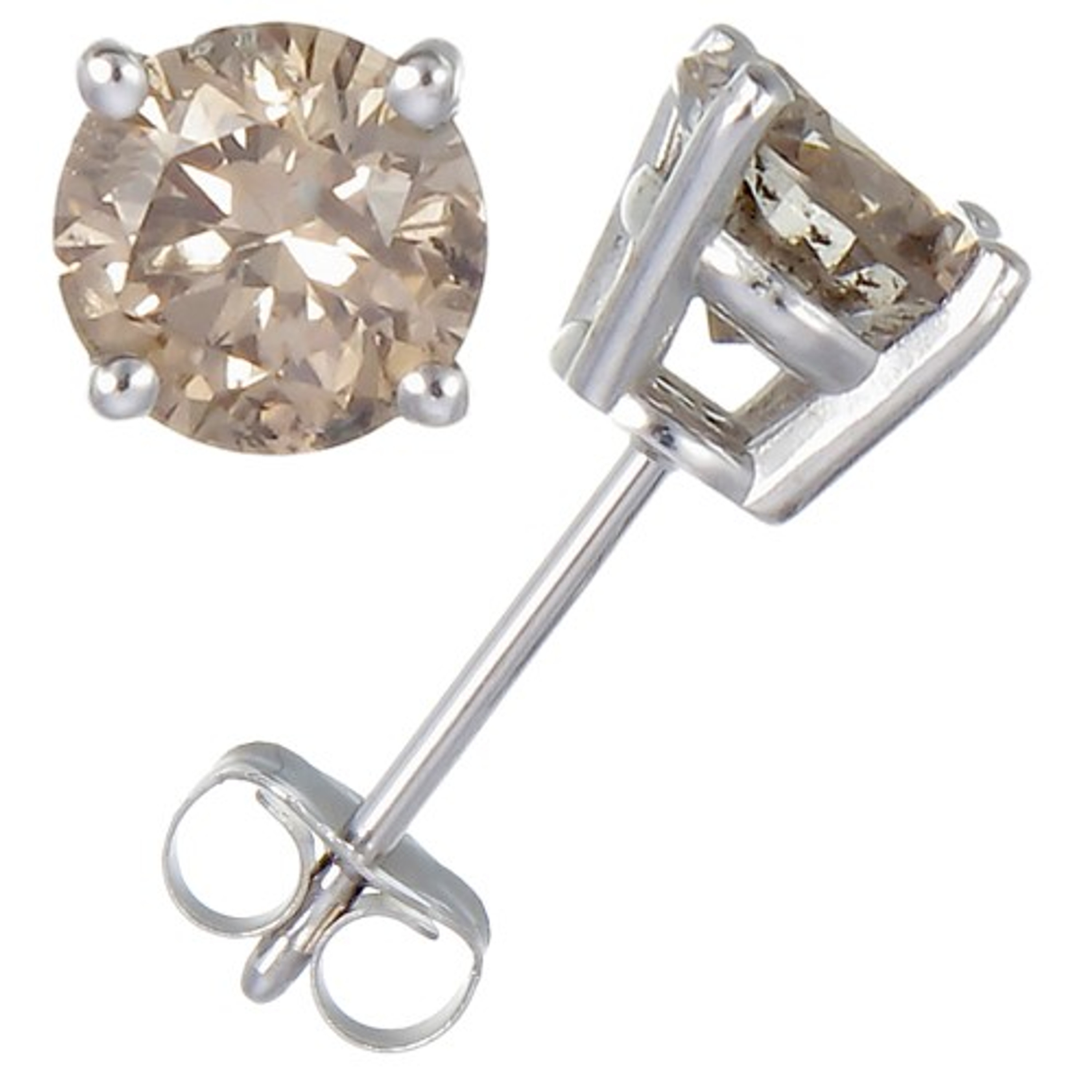 2.18 CTW Champagne Diamond Stud Earrings 14k White Gold 2.18 CTW Champagne Diamond Stud Earrings 14k White Gold