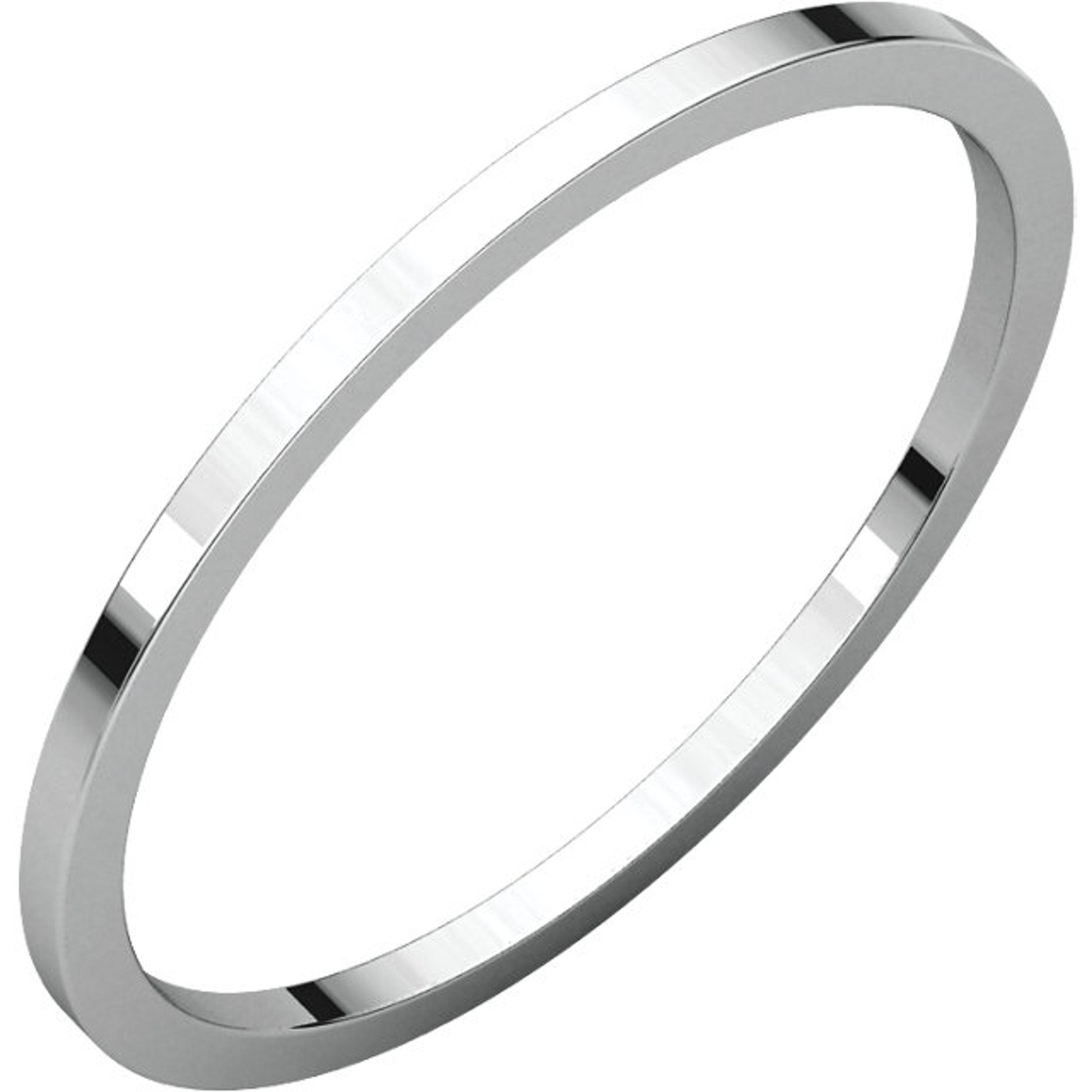 18k White Gold 1mm High Polished Classic Flat Wedding Band 18k White Gold 1mm High Polished Classic Flat Wedding Band
