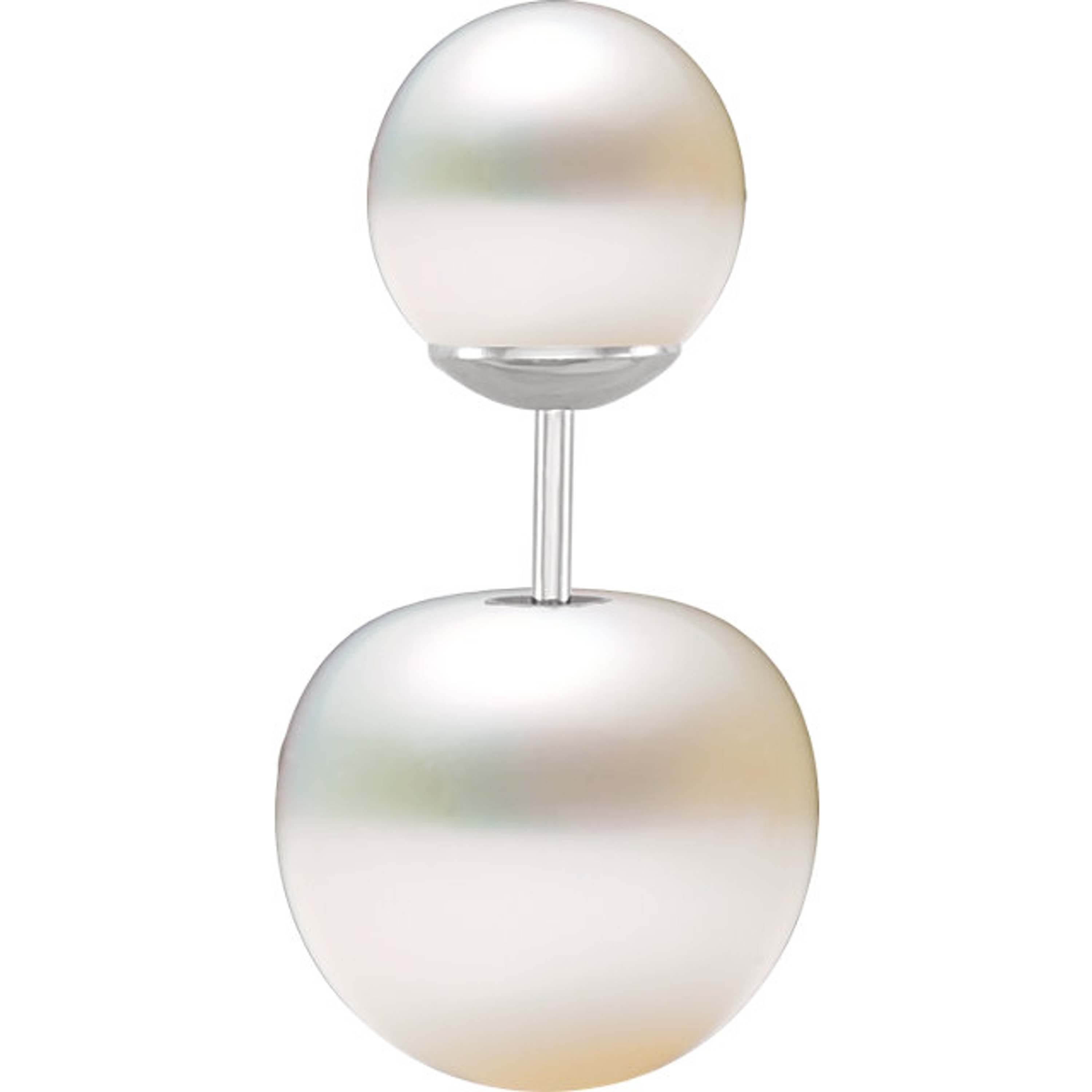 14k White Gold Double Sided Cultured Pearl  Earrings 6mm X 12mm 14k White Gold Double Sided Cultured Pearl  Earrings 6mm X 12mm