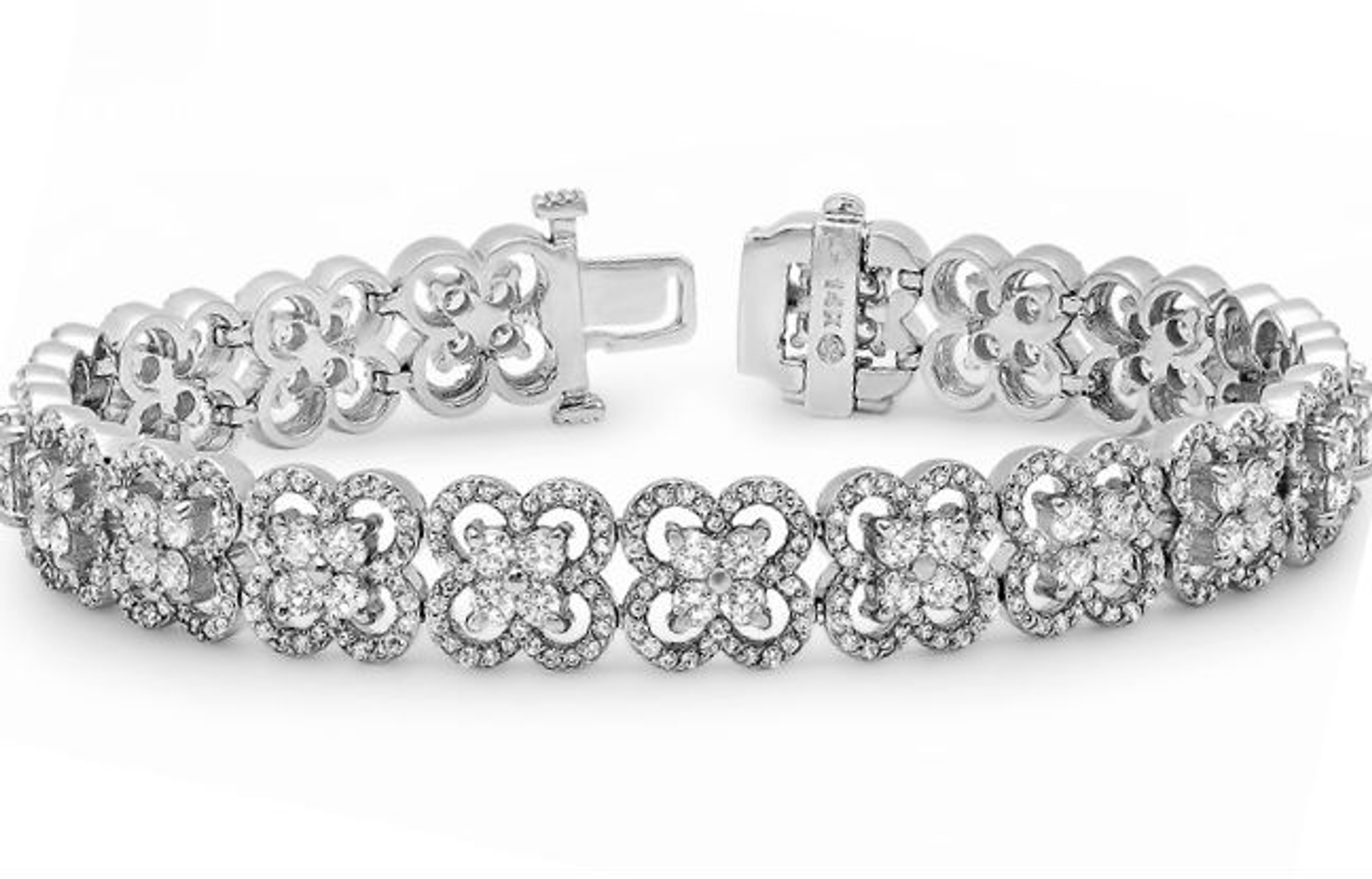 Diamond Alhambra Tennis Bracelet in 14k White Gold  6.2 ctw Diamond Alhambra Tennis Bracelet in 14k White Gold  6.2 ctw