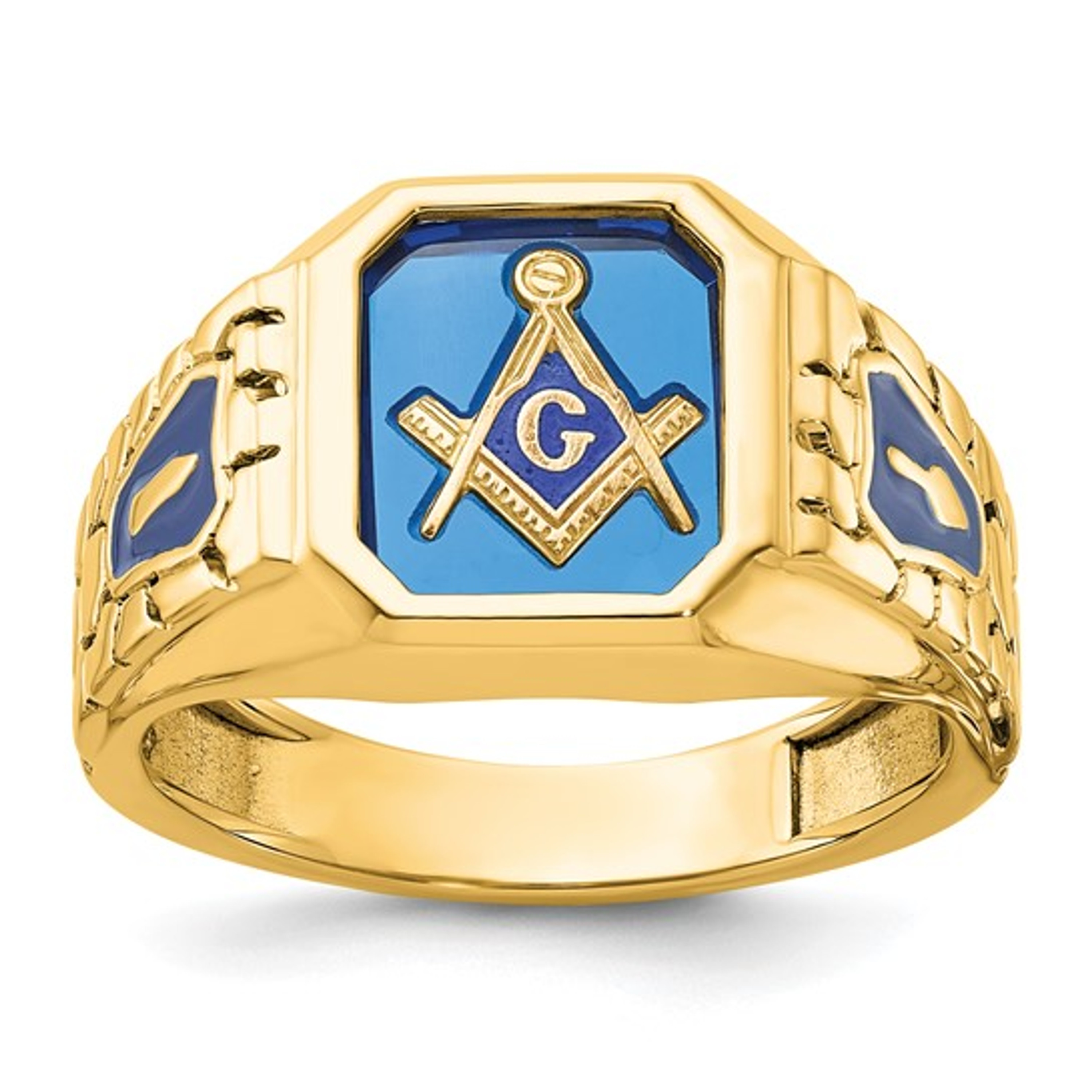 14k Gold Masonic Blue Lodge Blue Spinel  Ring 14k Gold Masonic Blue Lodge Blue Spinel  Ring