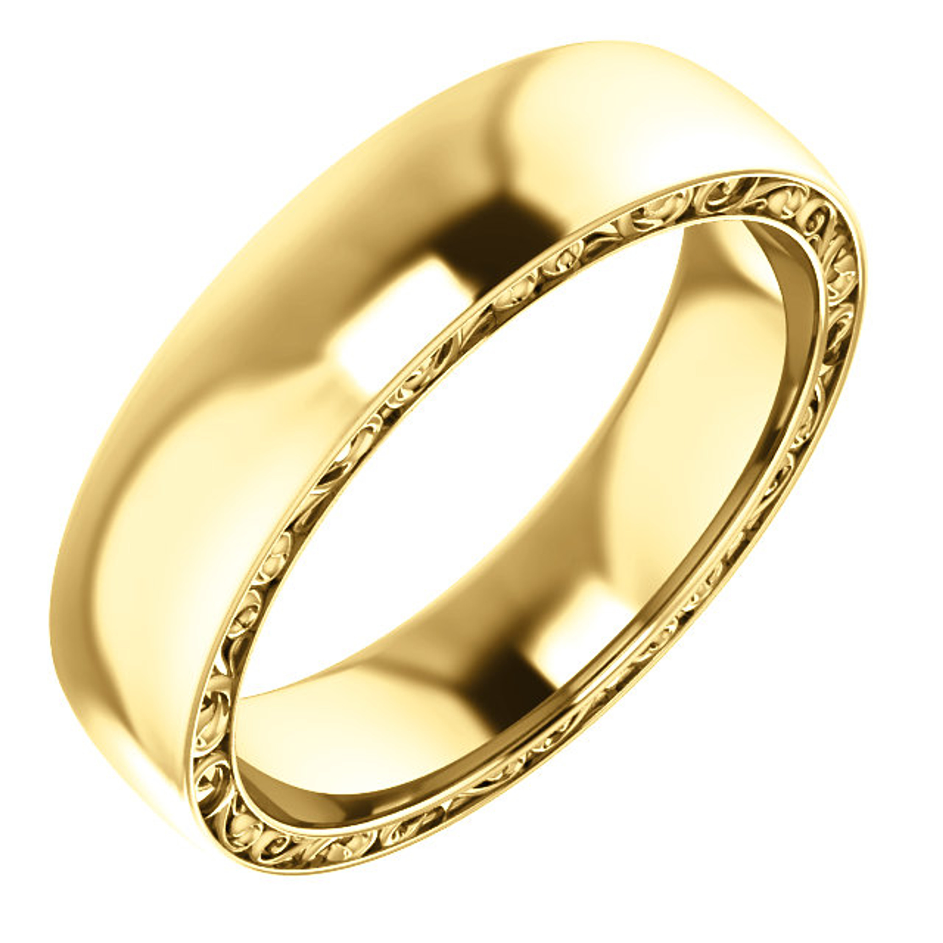 14K Yellow 6mm Sculptural Pattern Band 14K Yellow 6mm Sculptural Pattern Band