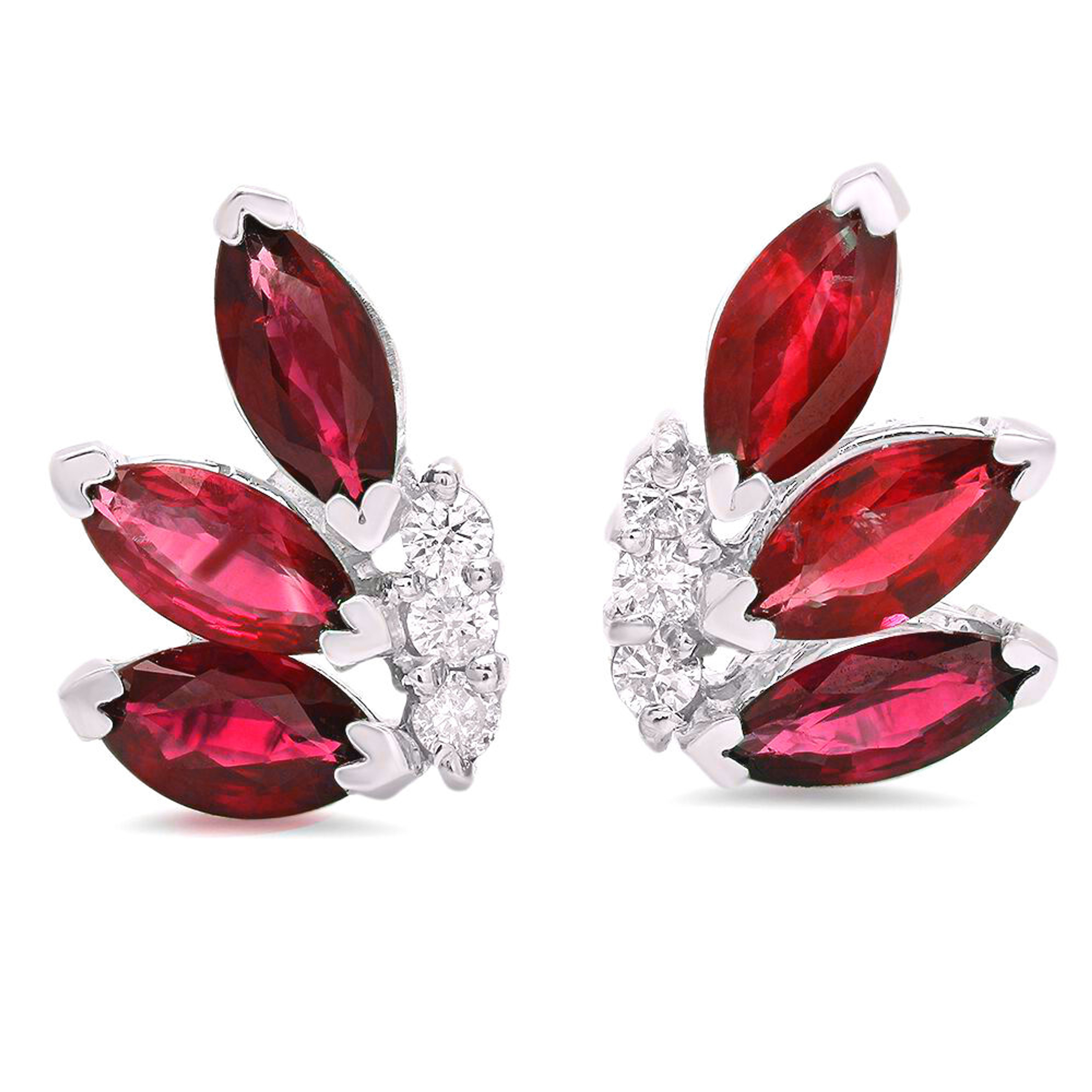 14kt White Gold  Ruby Diamond Earrings 9.5mmx13mm 14kt White Gold  Ruby Diamond Earrings 9.5mmx13mm