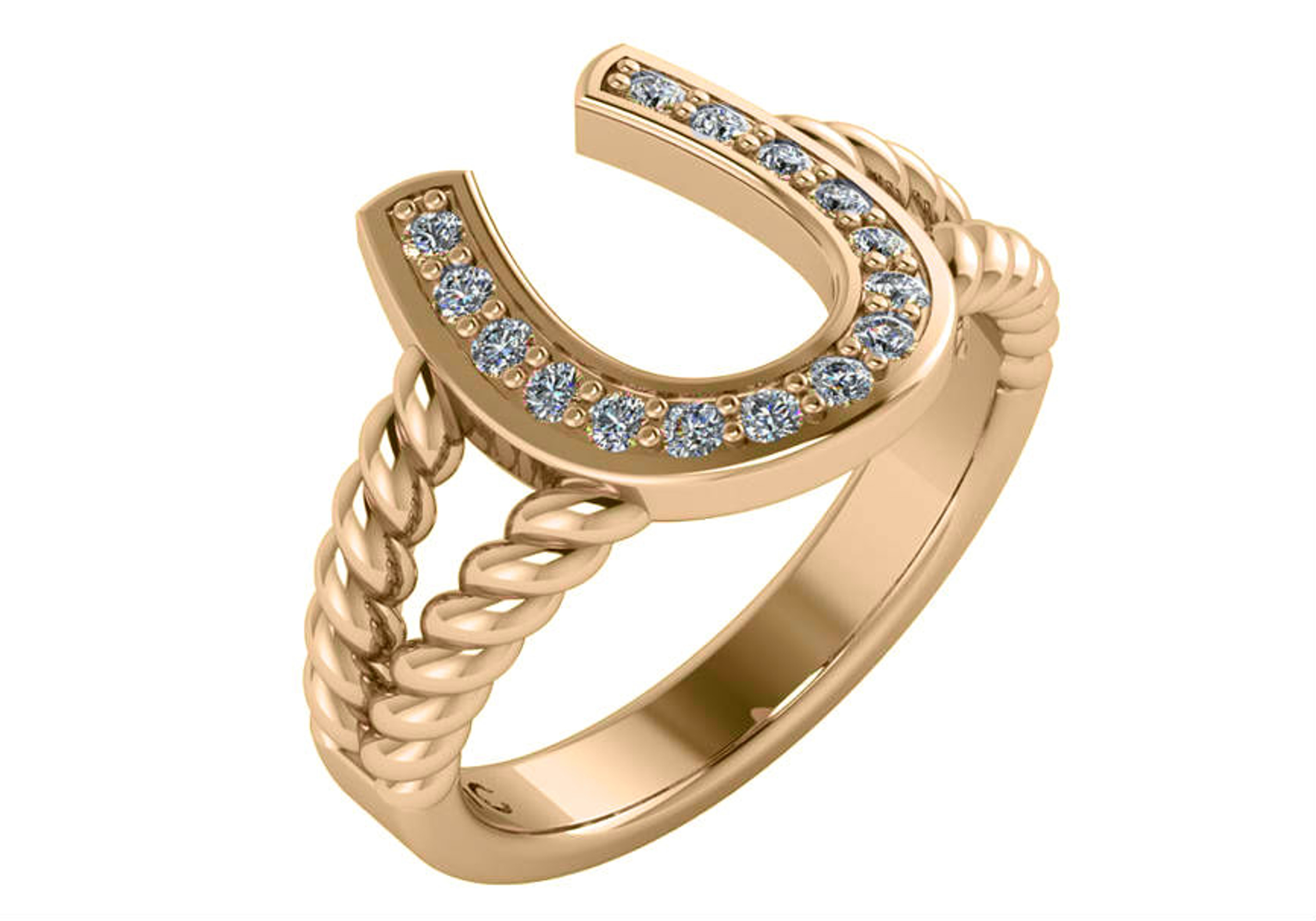 14k Yellow Gold Women's  0.25ct Diamond Horseshoe Ring 7.0 mm x 13.00mm 14k Yellow Gold Women's  0.25ct Diamond Horseshoe Ring 7.0 mm x 13.00mm