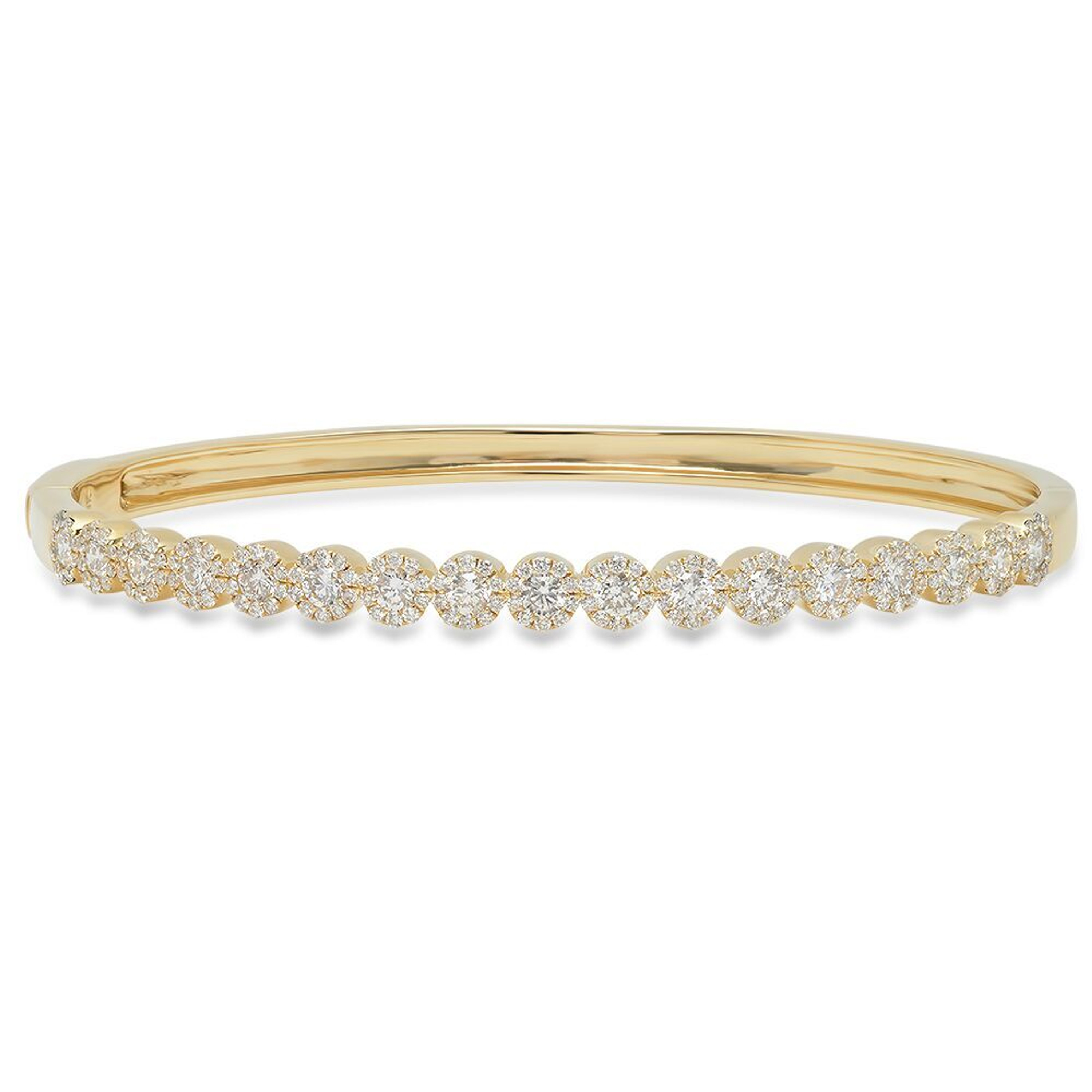 14k Yellow Gold 4mm Wide High Polished Diamond Bangle 7" 2.00 CTW 14k Yellow Gold 4mm Wide High Polished Diamond Bangle 7" 2.00 CTW