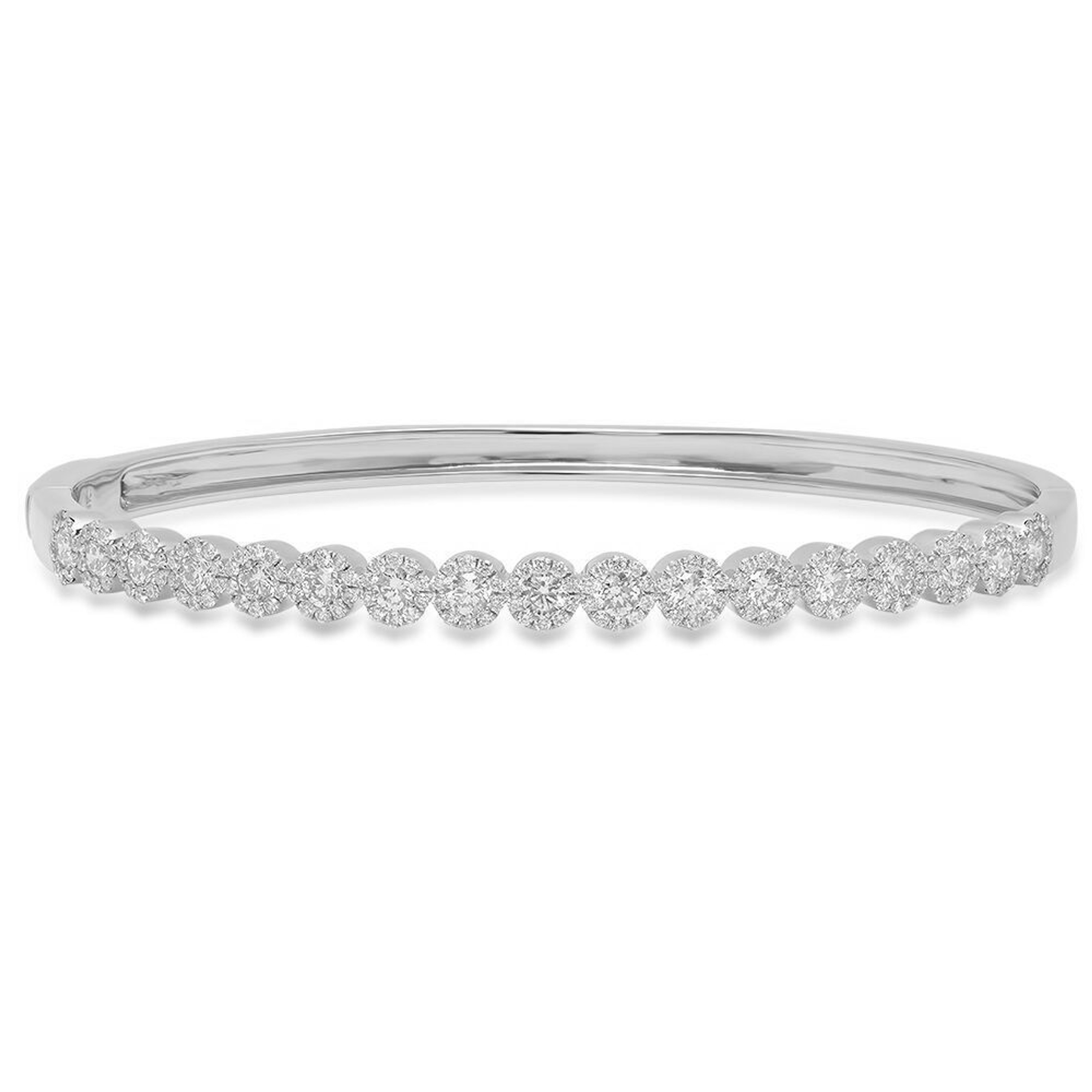 14k White Gold 4mm Wide High Polished Diamond Bangle 7" 2.00 CTW 14k White Gold 4mm Wide High Polished Diamond Bangle 7" 2.00 CTW