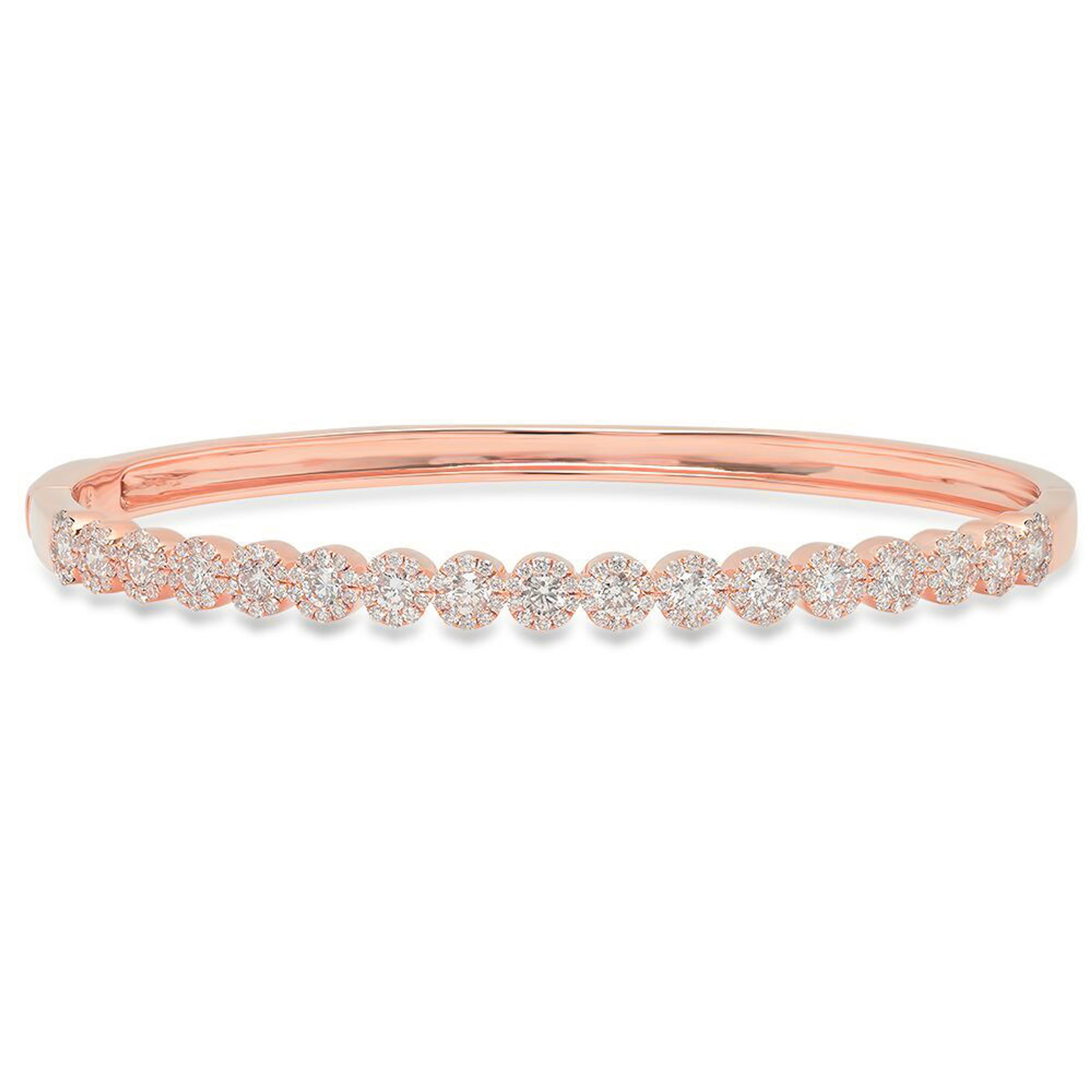 14k Rose Gold 4mm Wide High Polished Diamond Bangle 7" 2.00 CTW 14k Rose Gold 4mm Wide High Polished Diamond Bangle 7" 2.00 CTW
