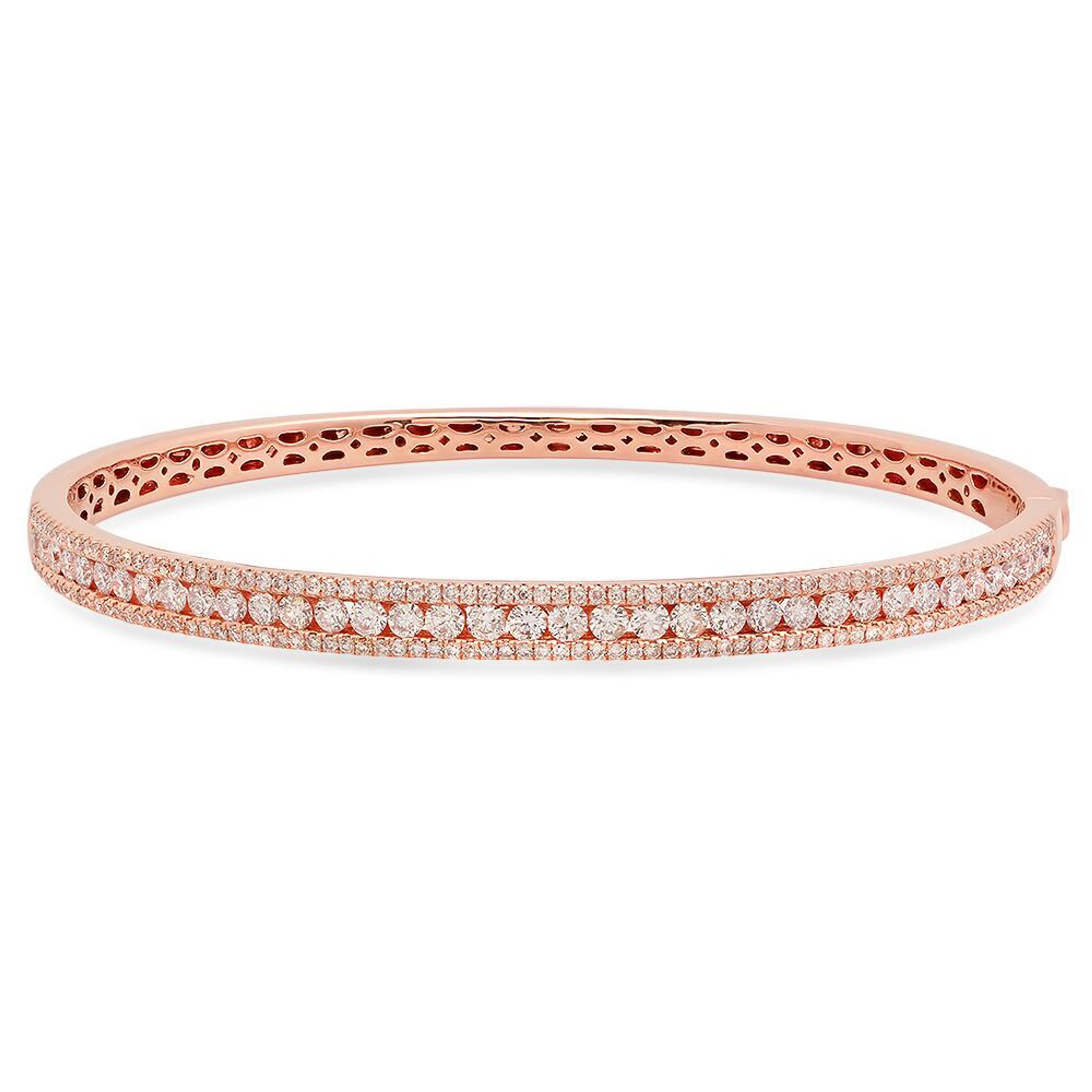 14k Rose Gold 4.5mm Wide High Polished Diamond Bangle 7" 2.00 CTW 14k Rose Gold 4.5mm Wide High Polished Diamond Bangle 7" 2.00 CTW