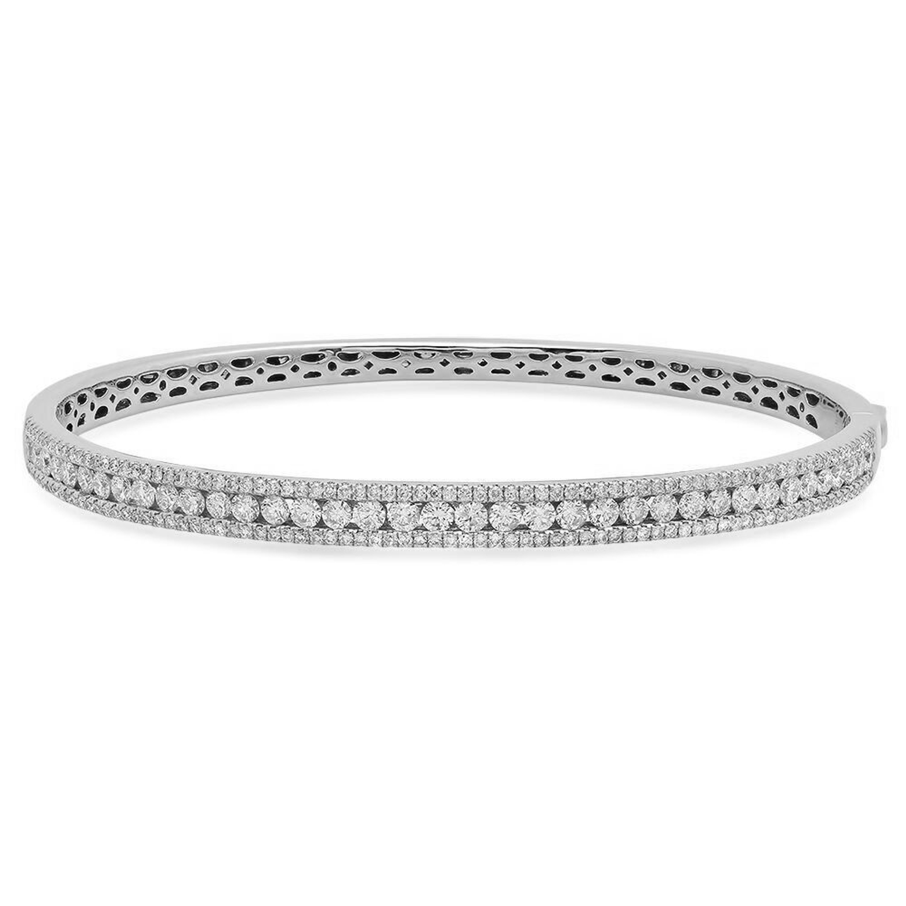 14k White Gold 4.5mm Wide High Polished Diamond Bangle 7" 2.00 CTW 14k White Gold 4.5mm Wide High Polished Diamond Bangle 7" 2.00 CTW