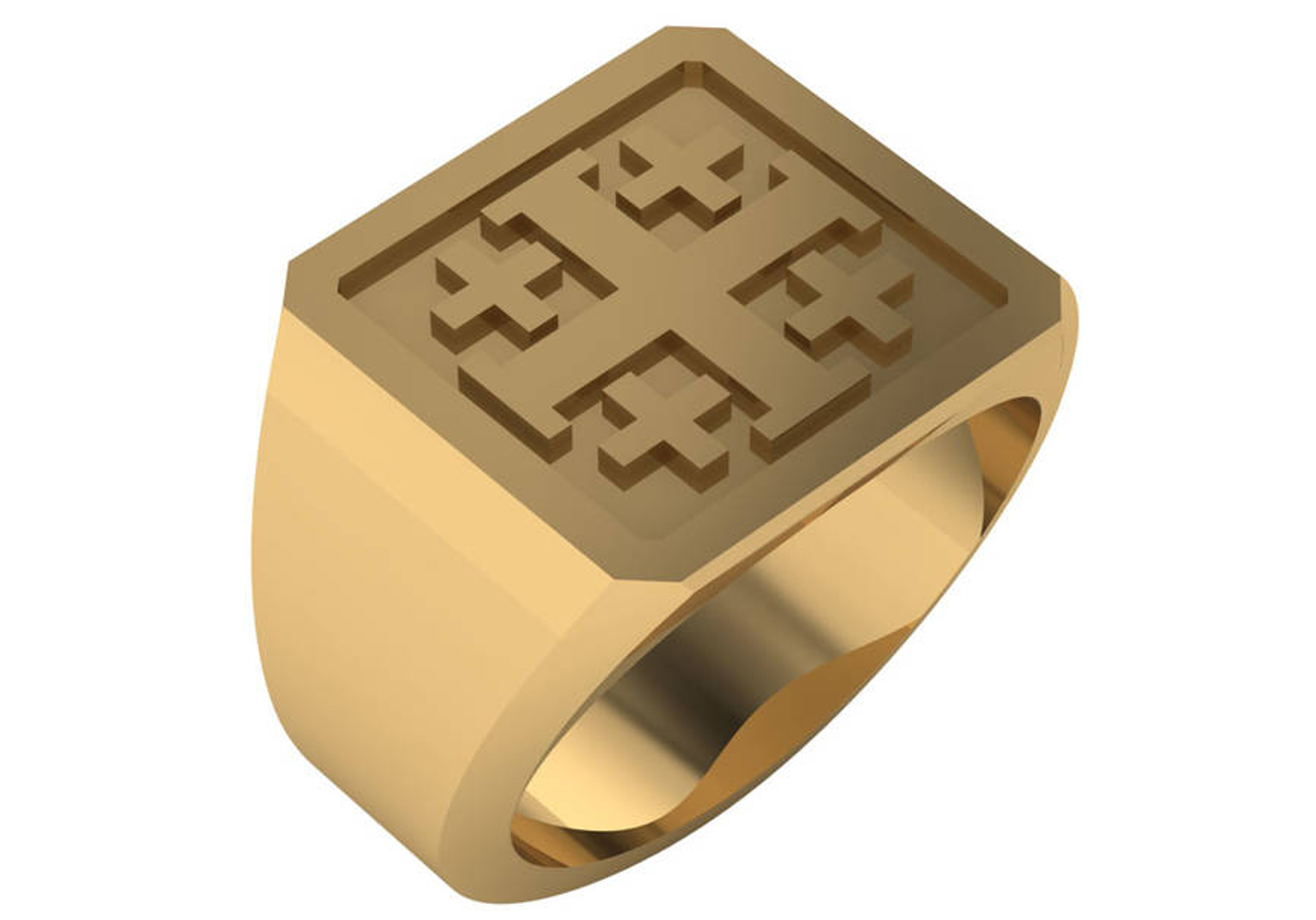 14k Yellow Gold Jerusalem Cross Ring  16.0mm 14k Yellow Gold Jerusalem Cross Ring  16.0mm