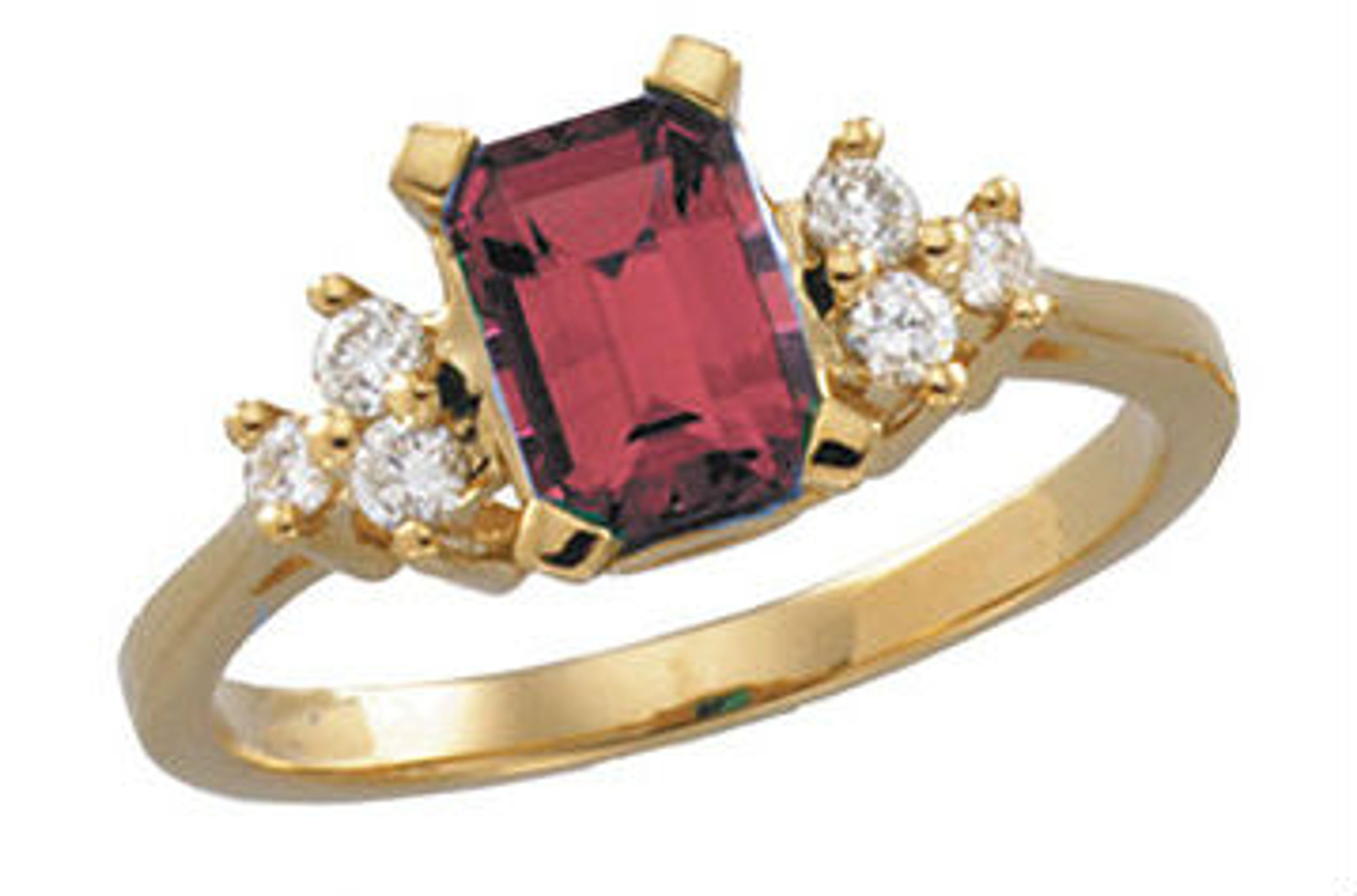 14K Yellow Gold Genuine Garnet & Diamond Ring 5x7 14K Yellow Gold Genuine Garnet & Diamond Ring 5x7