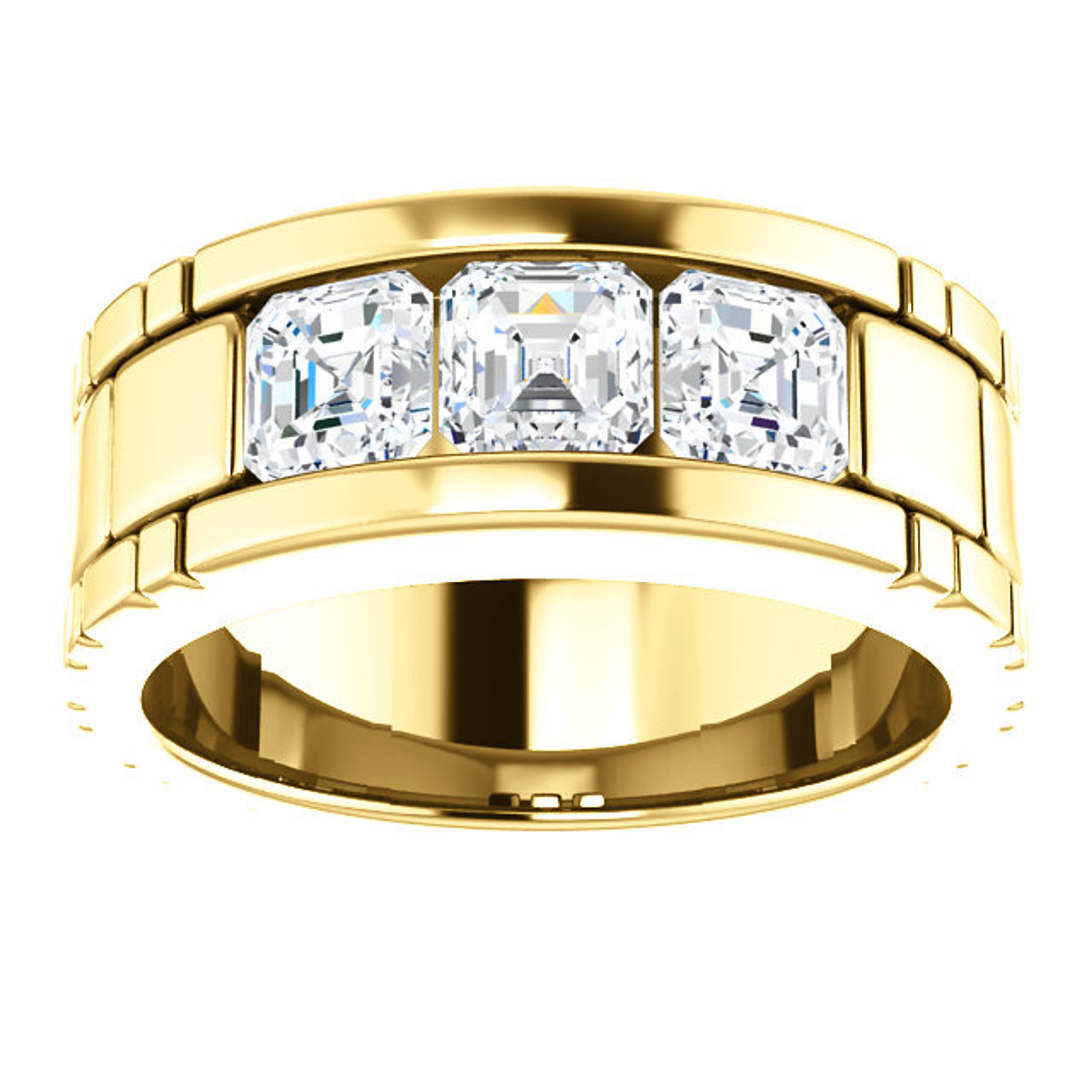 18k Yellow gold 1.50 ctw Asscher cut Diamond Men's Band 8.5mm 18k Yellow gold 1.50 ctw Asscher cut Diamond Men's Band 8.5mm