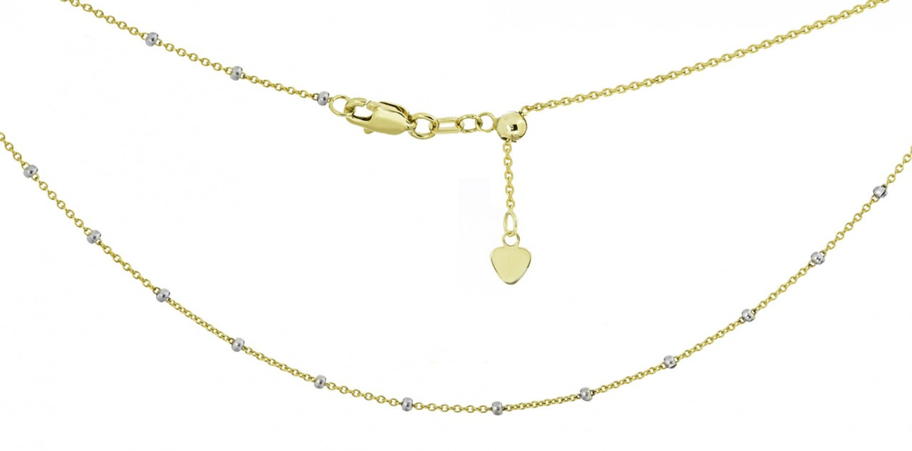 14k Two Tone Gold Beads Choker Adjustable Necklace 16" 14k Two Tone Gold Beads Choker Adjustable Necklace 16"